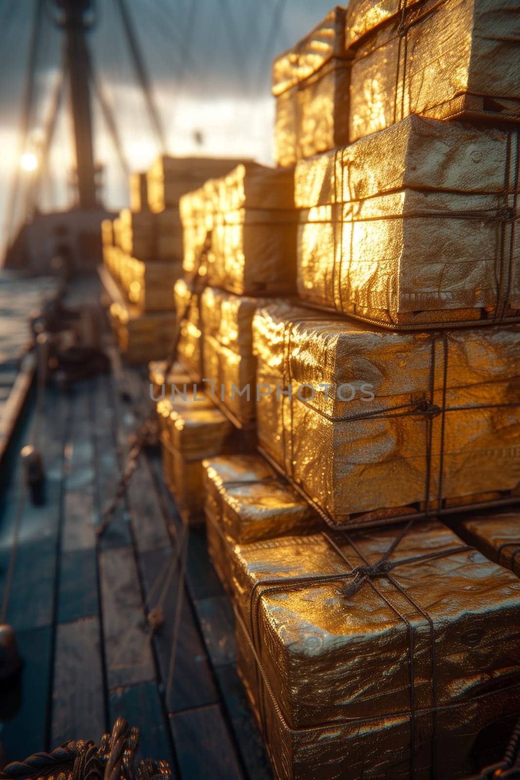Gold containers with cargo in the port before shipment by Lobachad