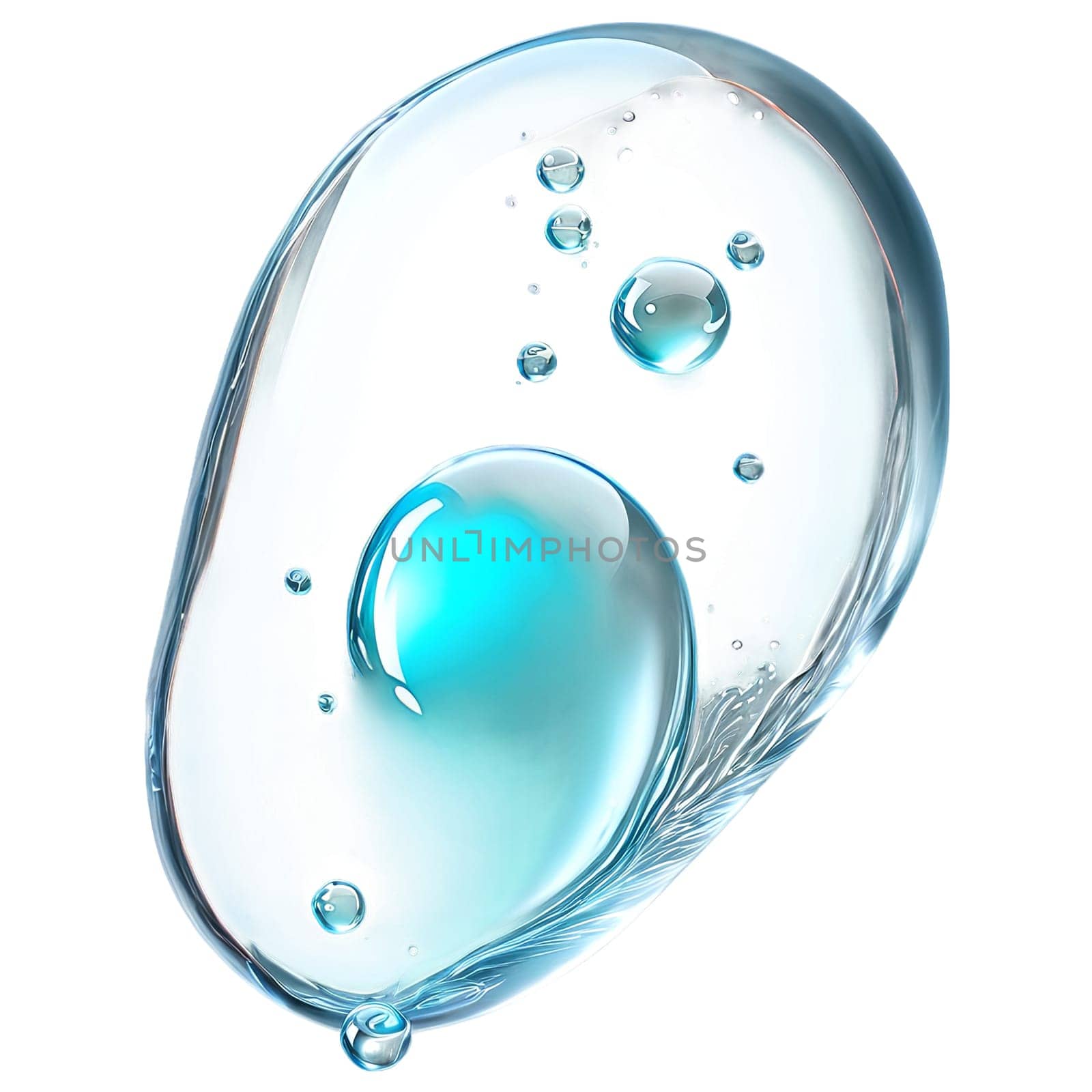 Abstract drop water paint strokes and ink drops in aqua watercolor on transparent background. by panophotograph