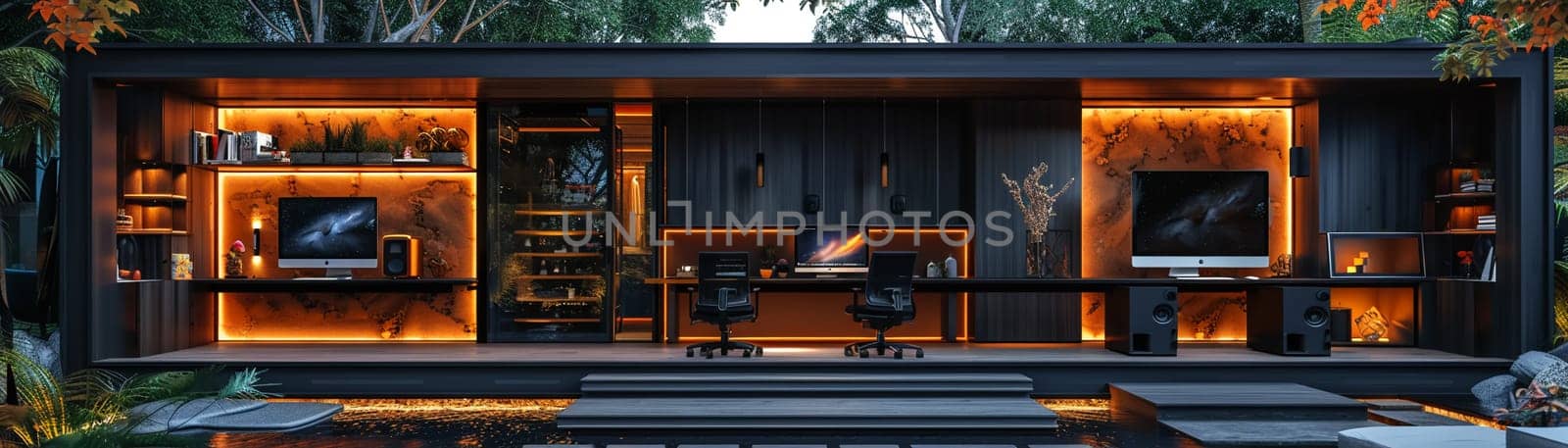 Sleek digital art studio with advanced equipment and clean designsuper detailed by Benzoix