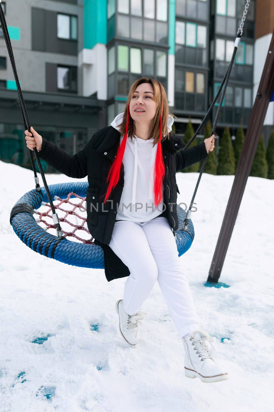 Happy woman spends weekend outside in frost by TRMK