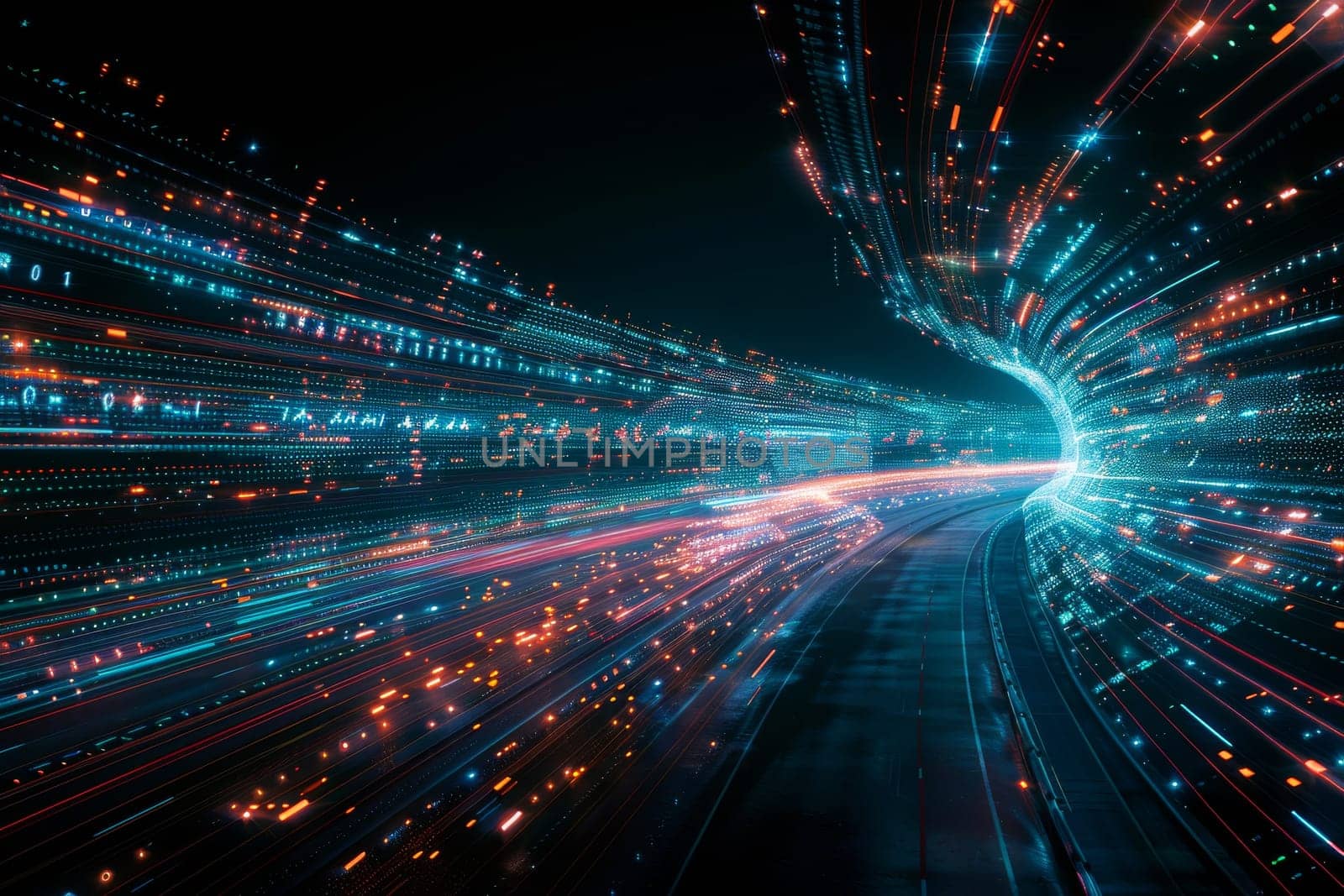 Abstract futuristic technology big data transfer or connecting by itchaznong