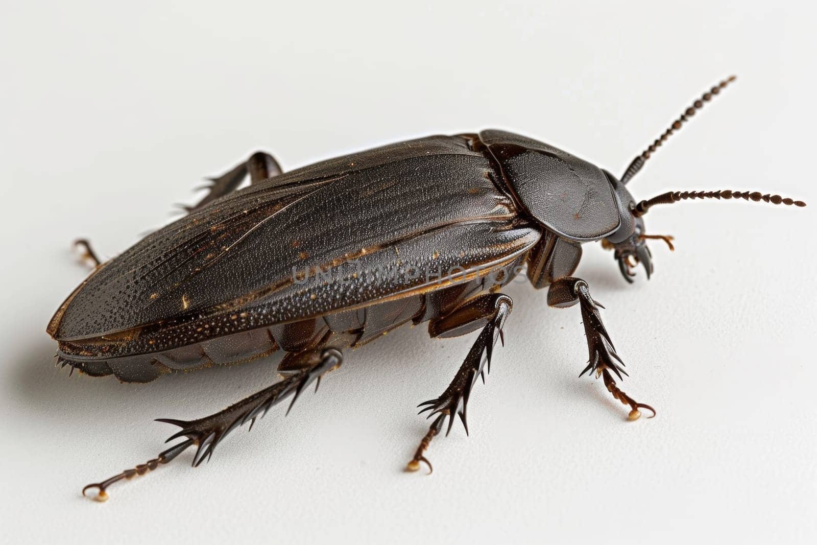 a cockroach highlighted on a white background. Disgusting insect.