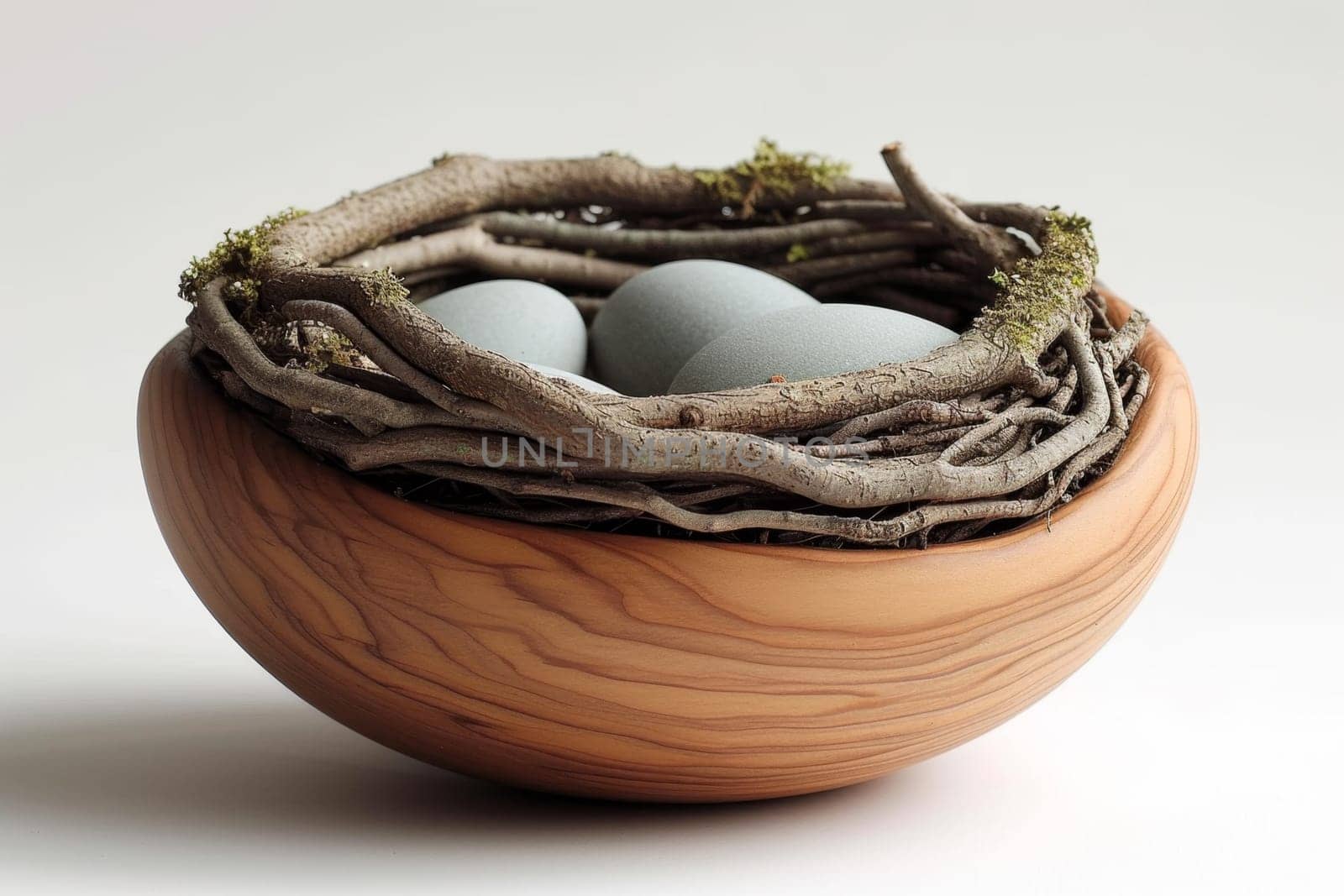 Modern design sculpture in the home interior in the form of a bird's nest.