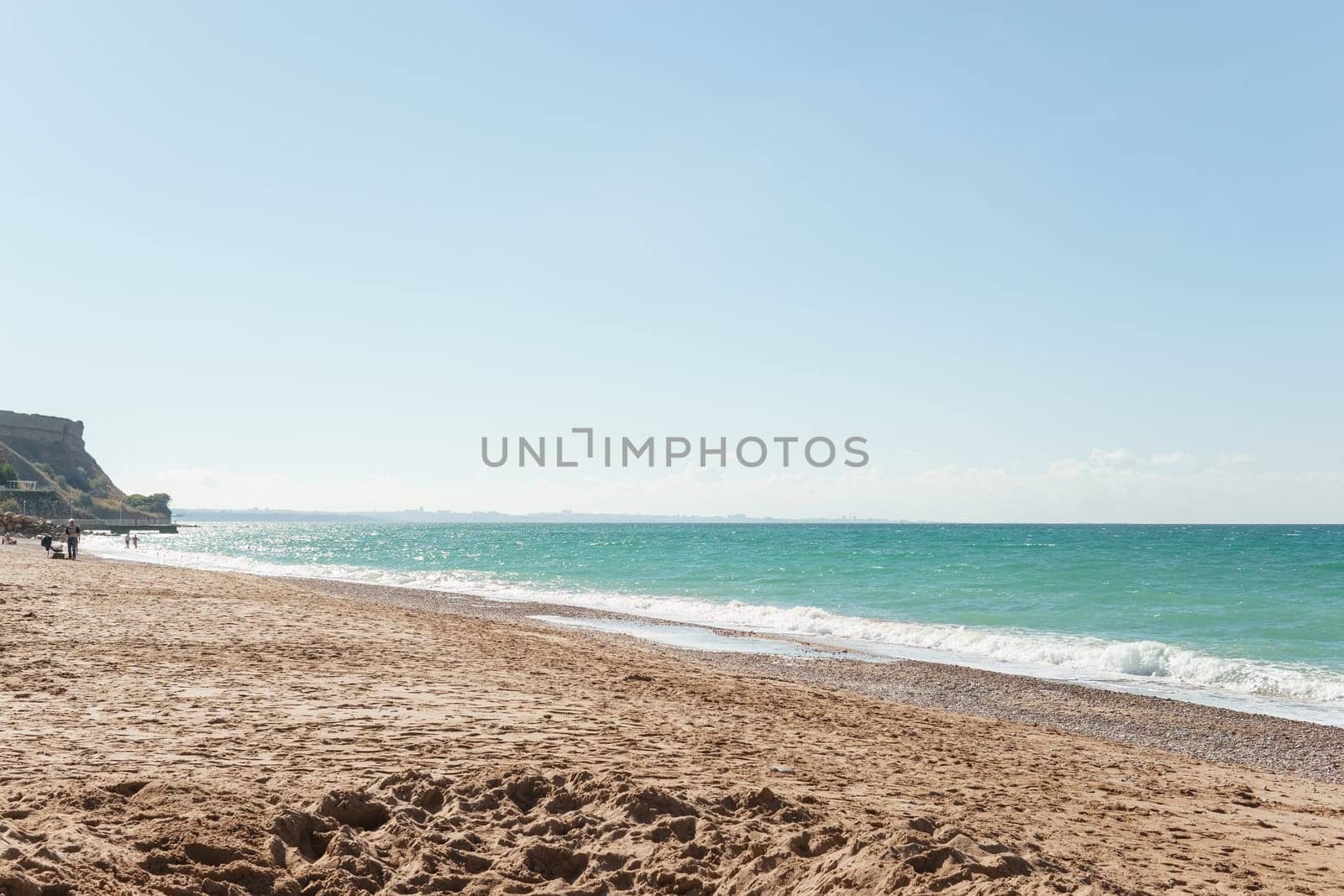 Beach Relaxation at the Black Sea. Fairy-tale Moments of a Sunny Day. The concept of tourism and sea travel.