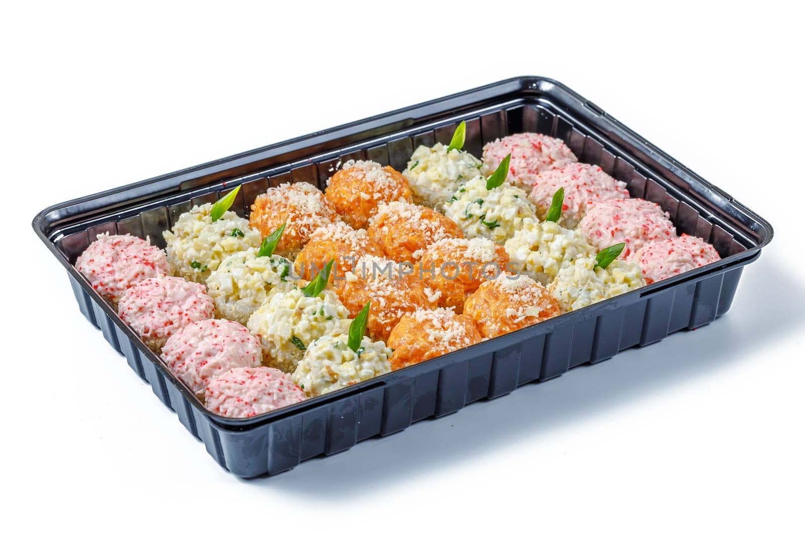 Light set of Japanese sushi rolls for bachelorette party