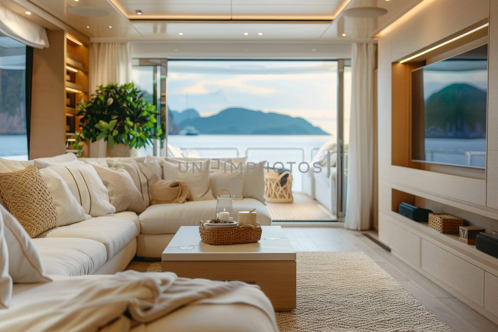 A large living room with a view of the ocean by itchaznong