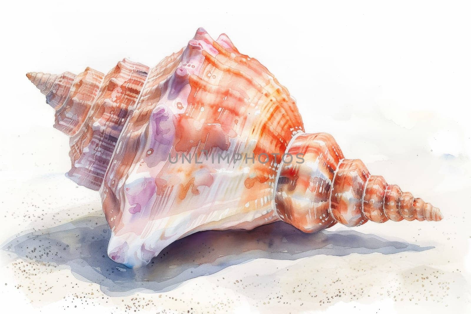 A large seashell on a white background. Illustration by Lobachad