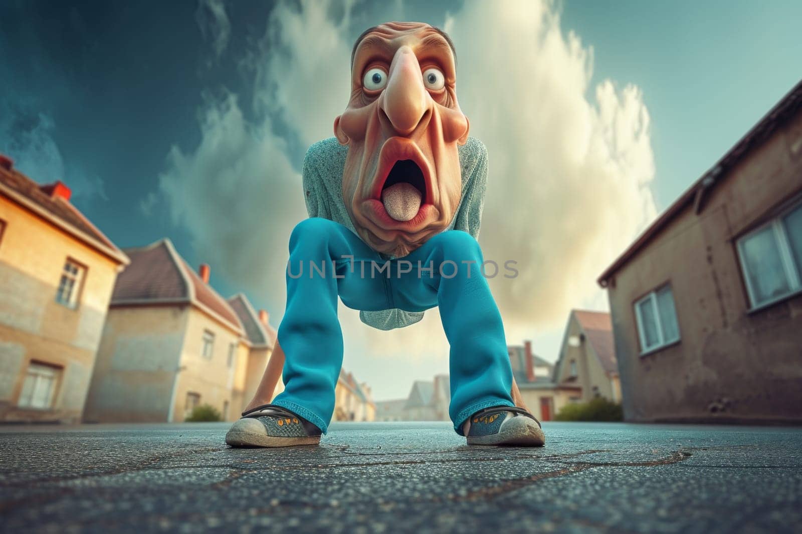 Cartoon character men are afraid of fear, screaming and scared. 3d illustration.