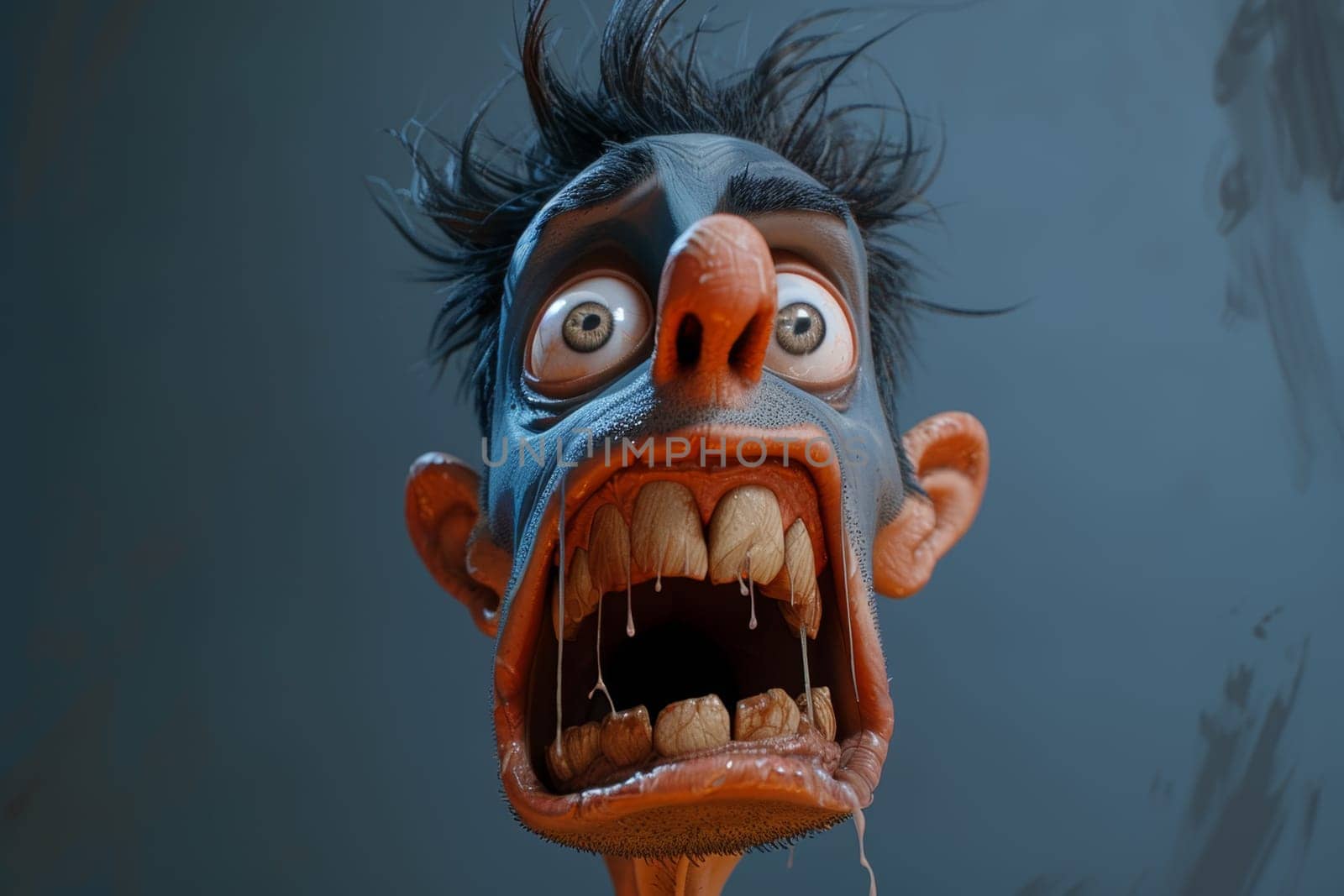 Cartoon character men are afraid of fear, screaming and scared. 3d illustration.