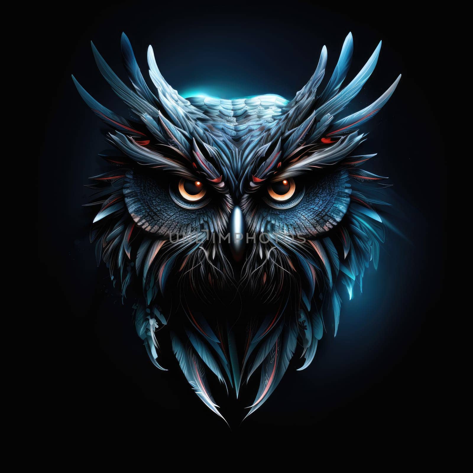 Wise owl glowing on a dark background by palinchak