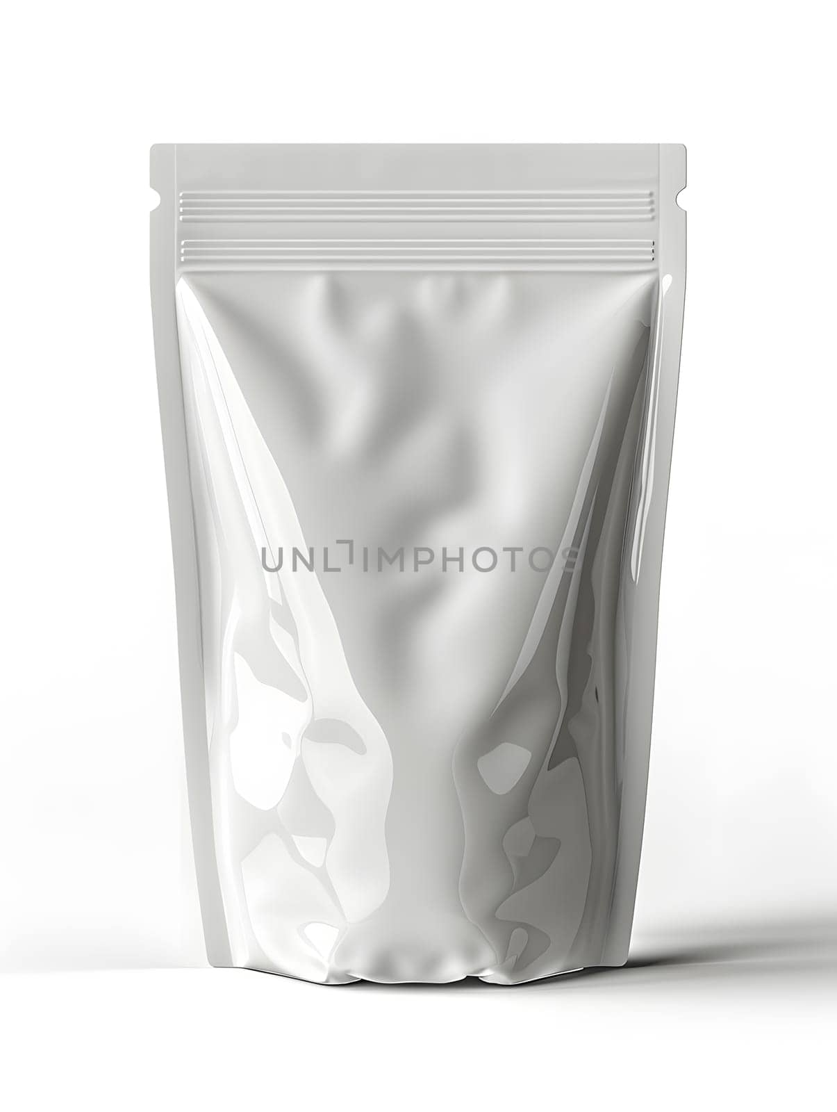 A white plastic bag with a zipper, resembling a sculpture, on a white background. The artifact mimics a rectangle shape often seen with drinkware and serveware