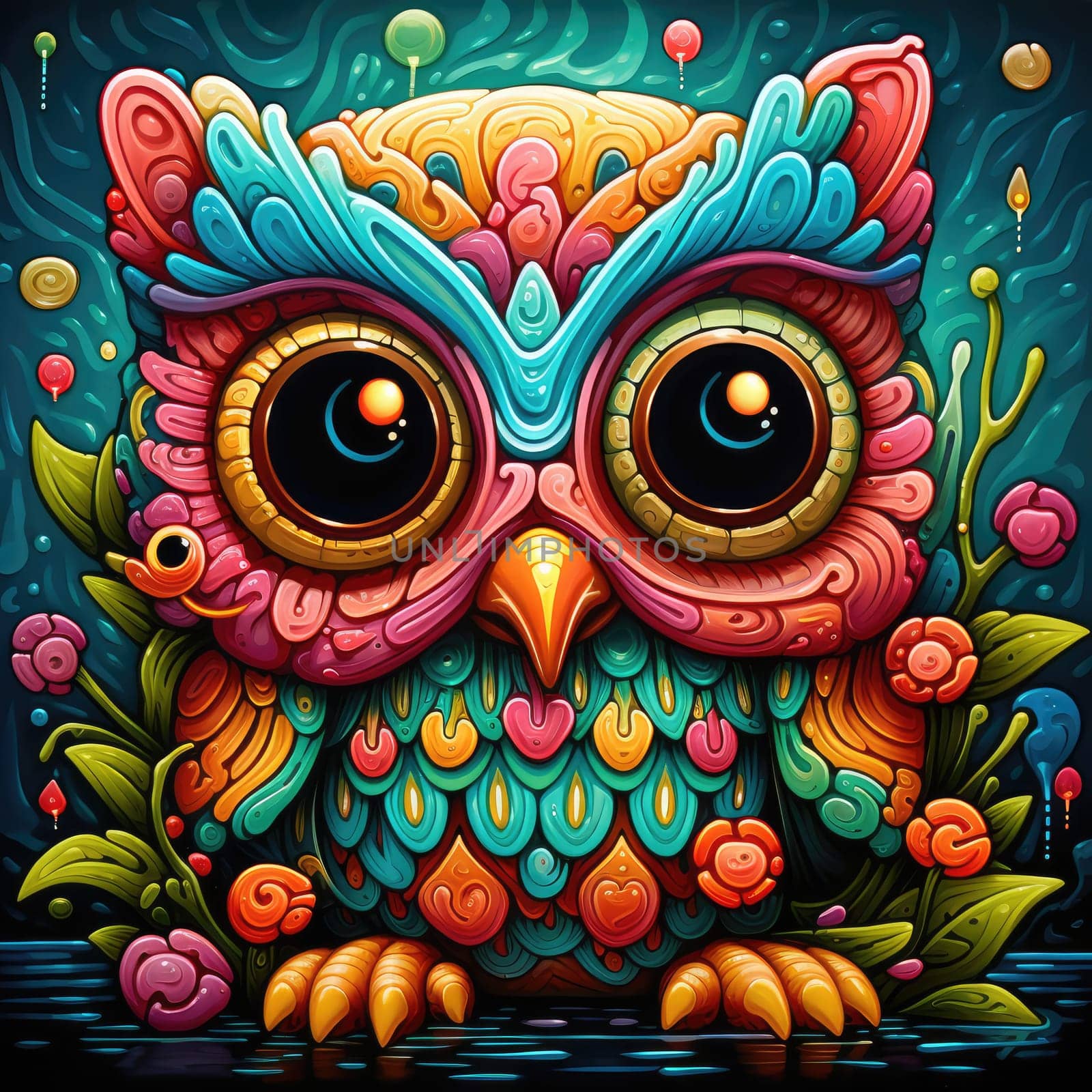 Abstract decorative owl portrait. by palinchak