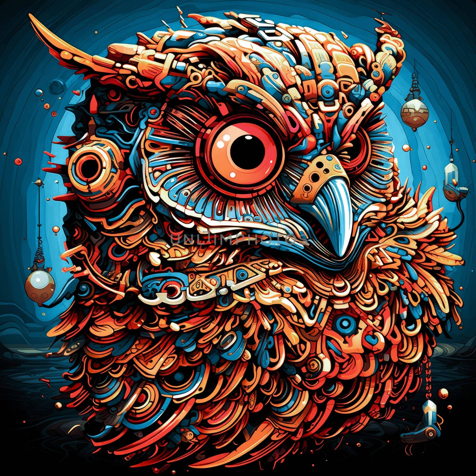 Abstract decorative owl portrait. by palinchak
