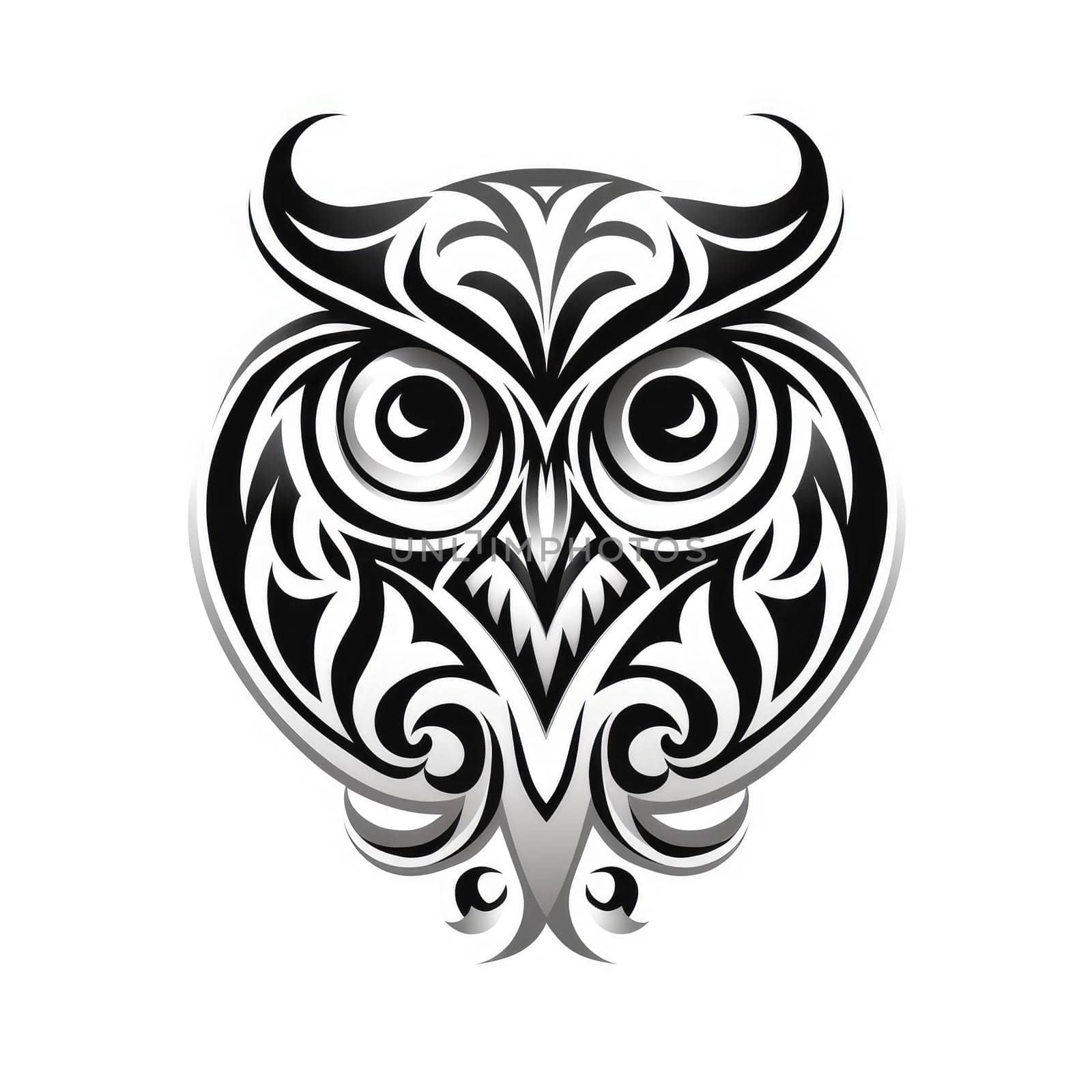 Abstract decorative portrait of an owl. Owl is a symbol of wisdom. Template for poster, logo, t-shirt print, sticker, etc.