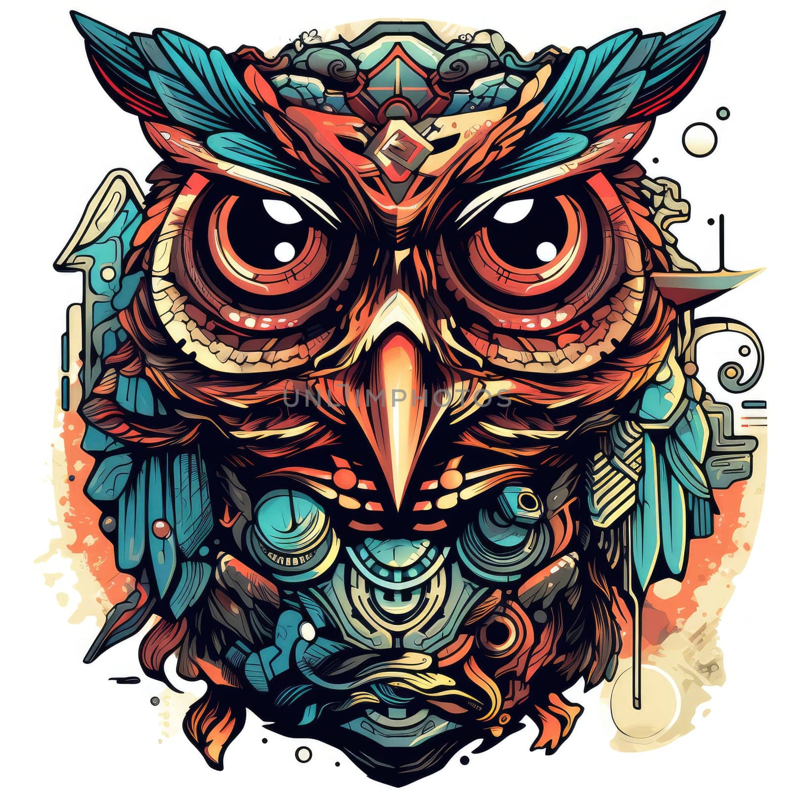 Abstract decorative owl portrait. by palinchak