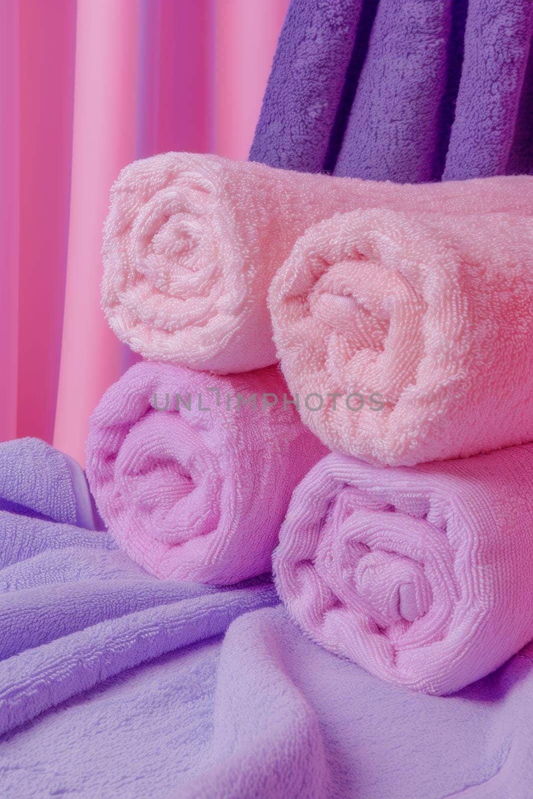 Clean Pink and purple towels by Lobachad
