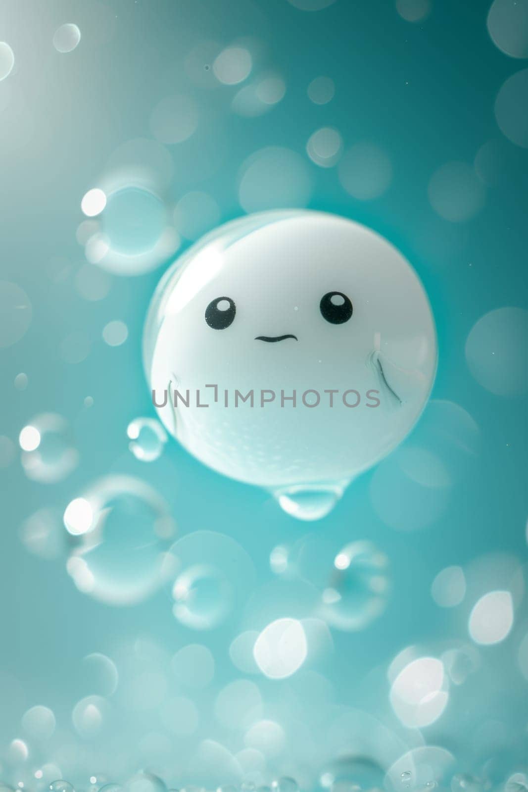 a lucky charm in the form of a soap bubble on a blue background. 3d illustration by Lobachad