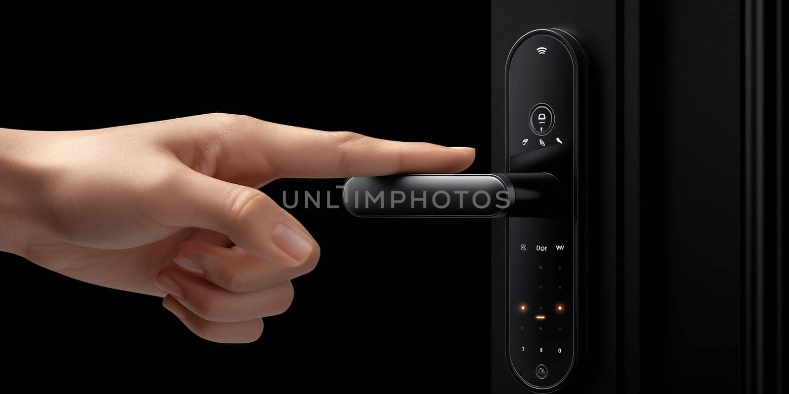 inputing passwords on an electronic door lock. High quality photo