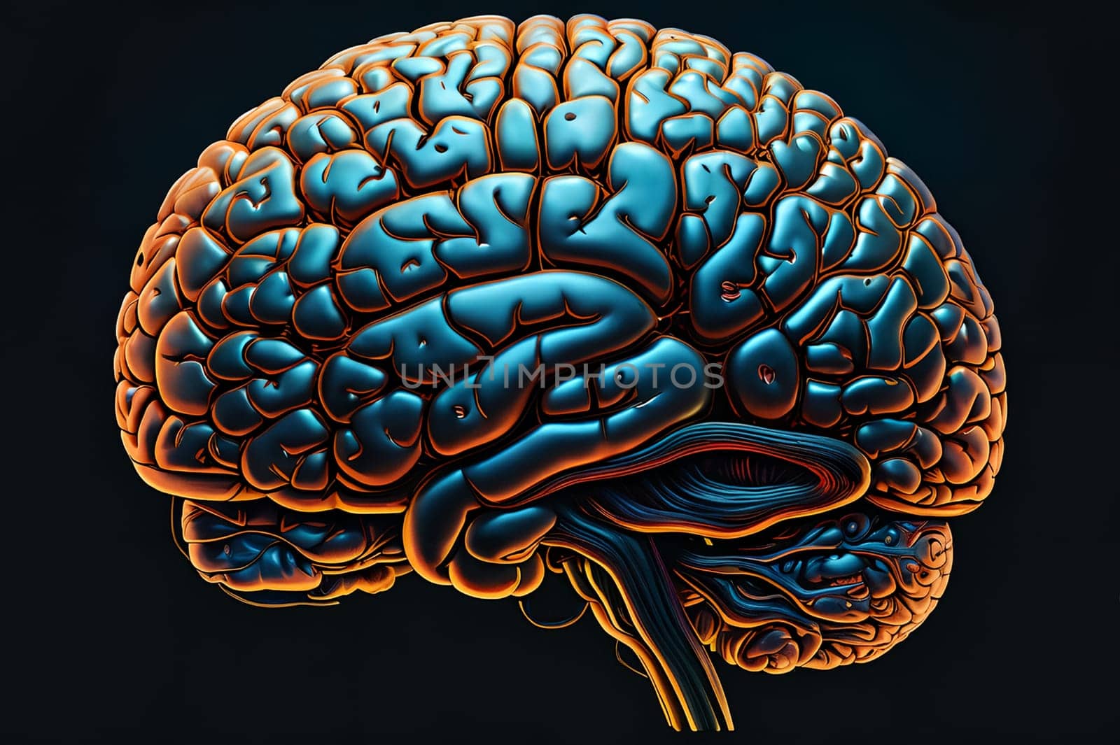 silhouette of a human brain on an abstract background. AI generated image.