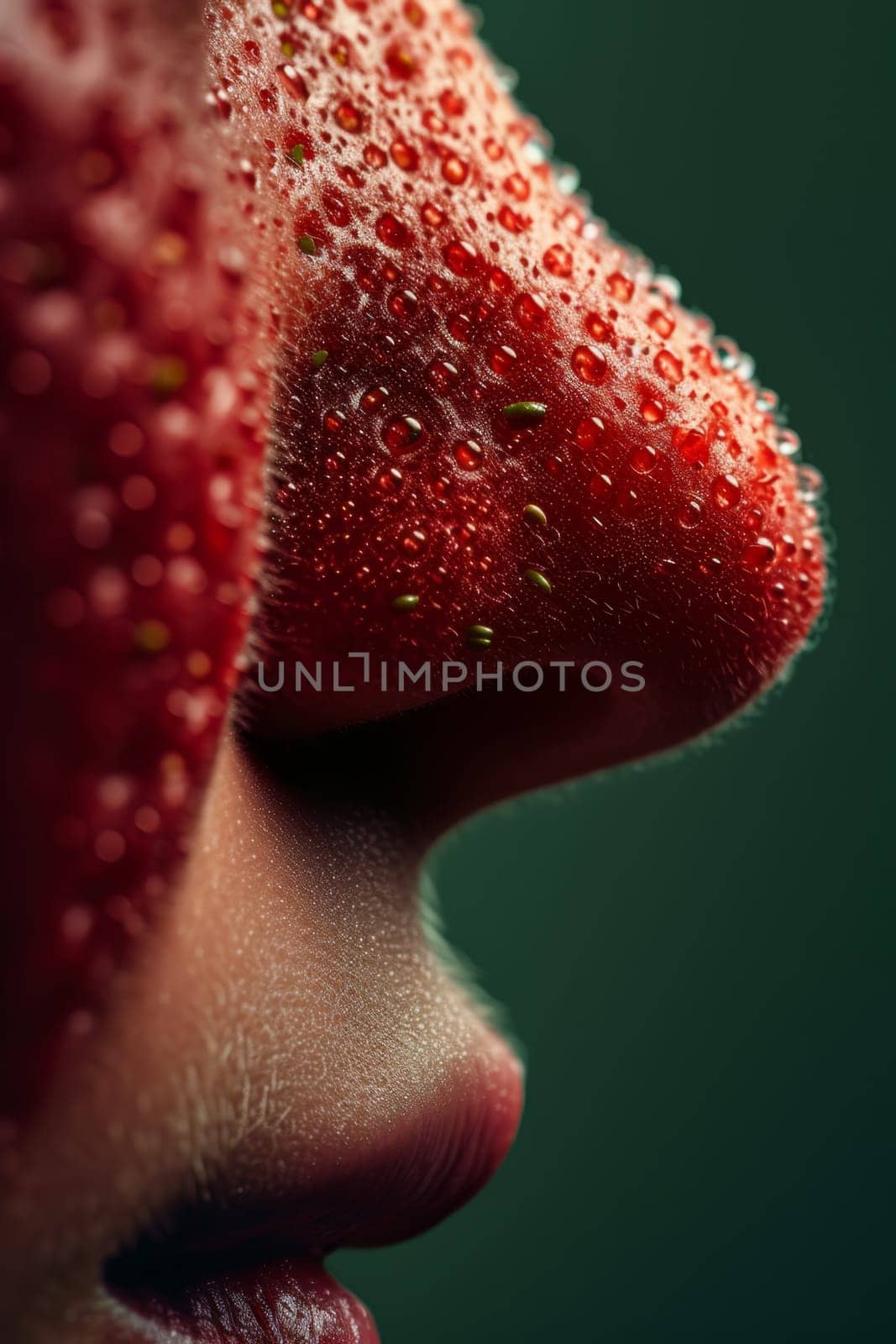 close-up of a nose with large blackheads. Strawberry Nose by Lobachad