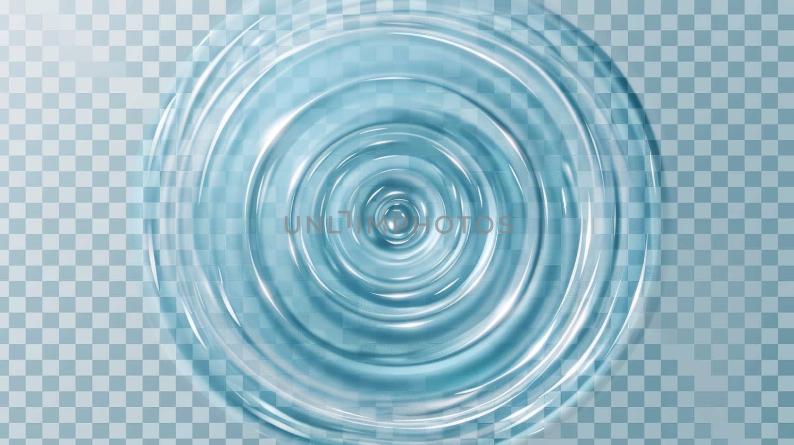 Ripple effect on clear aqua top view with circle waves isolated on transparent background. Modern realistic concentric rings on liquid surface from falling drops.