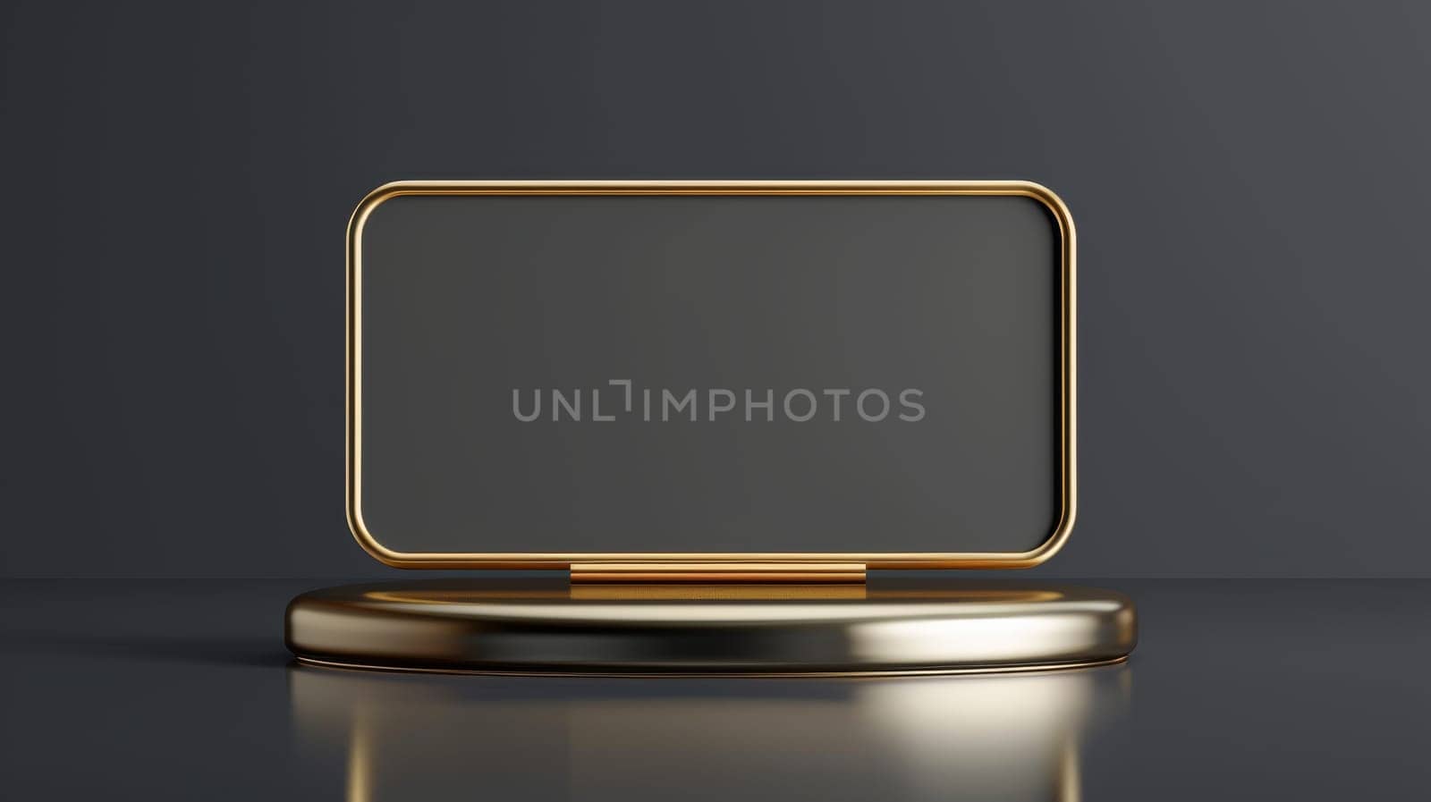 Identifier tag stand for events. Modern realistic mockup of golden and metal frames for nameplates on gray background.