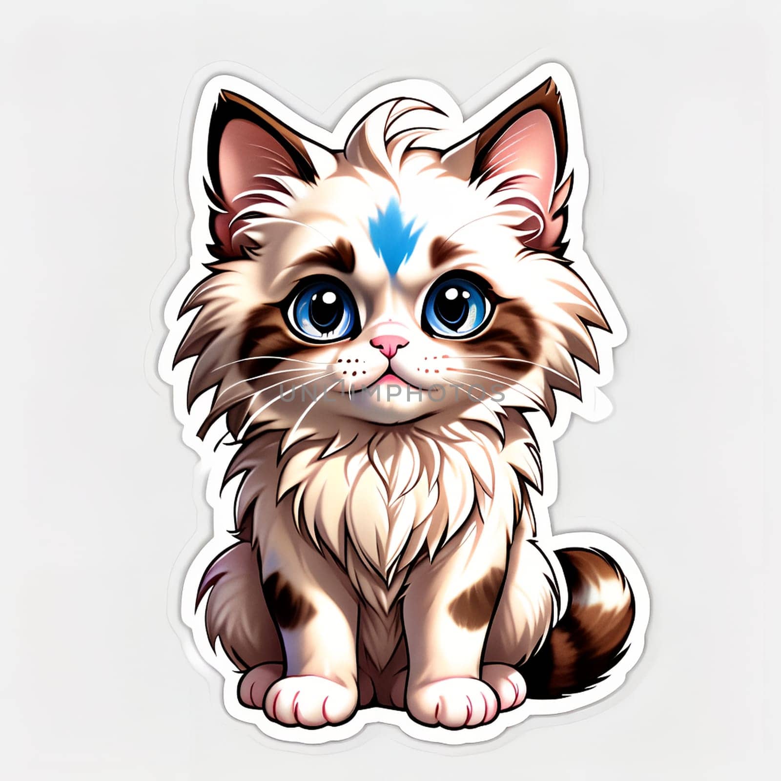 Ragdoll cat sticker. AI generated image.