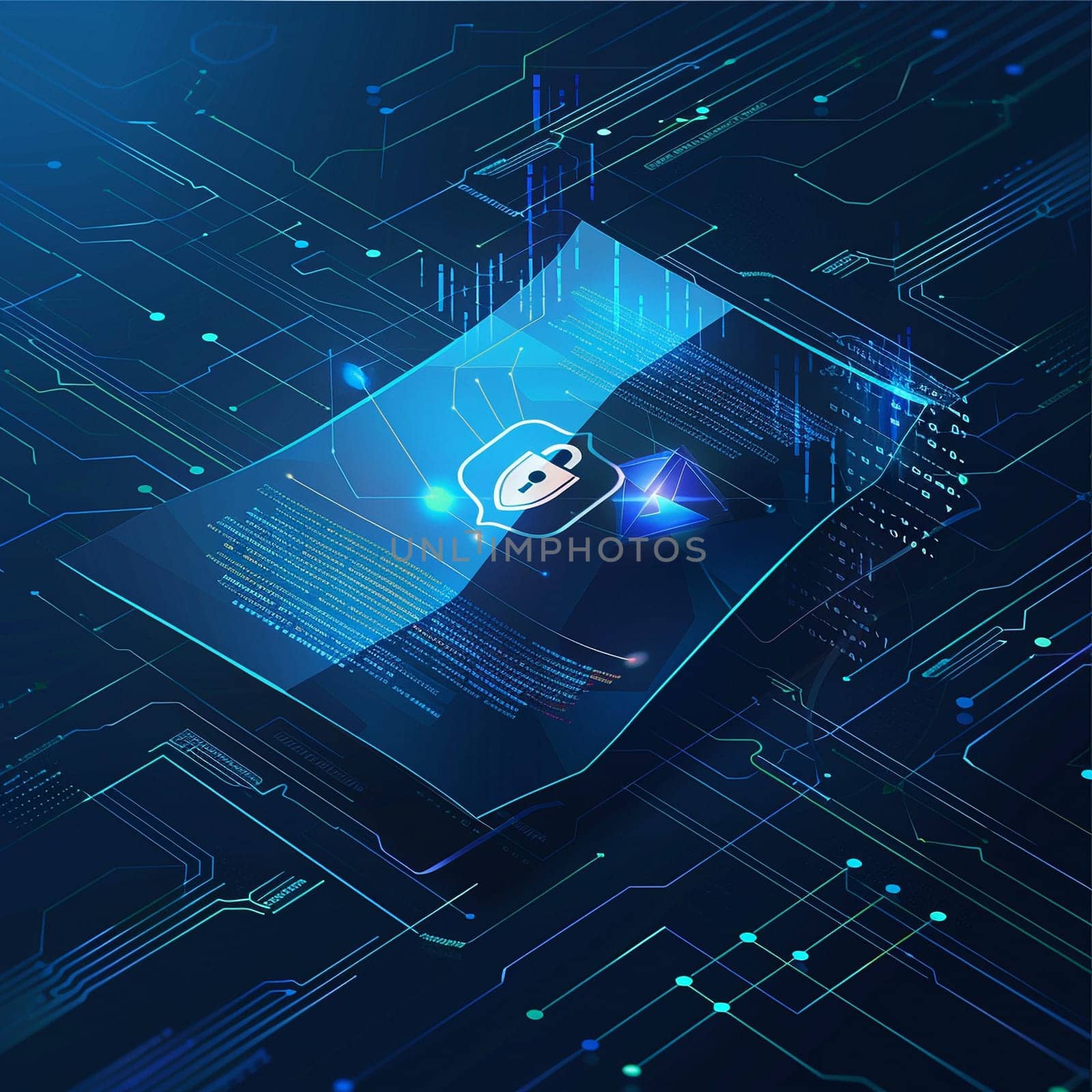 Cyber security document cover graphic for government. High quality illustration