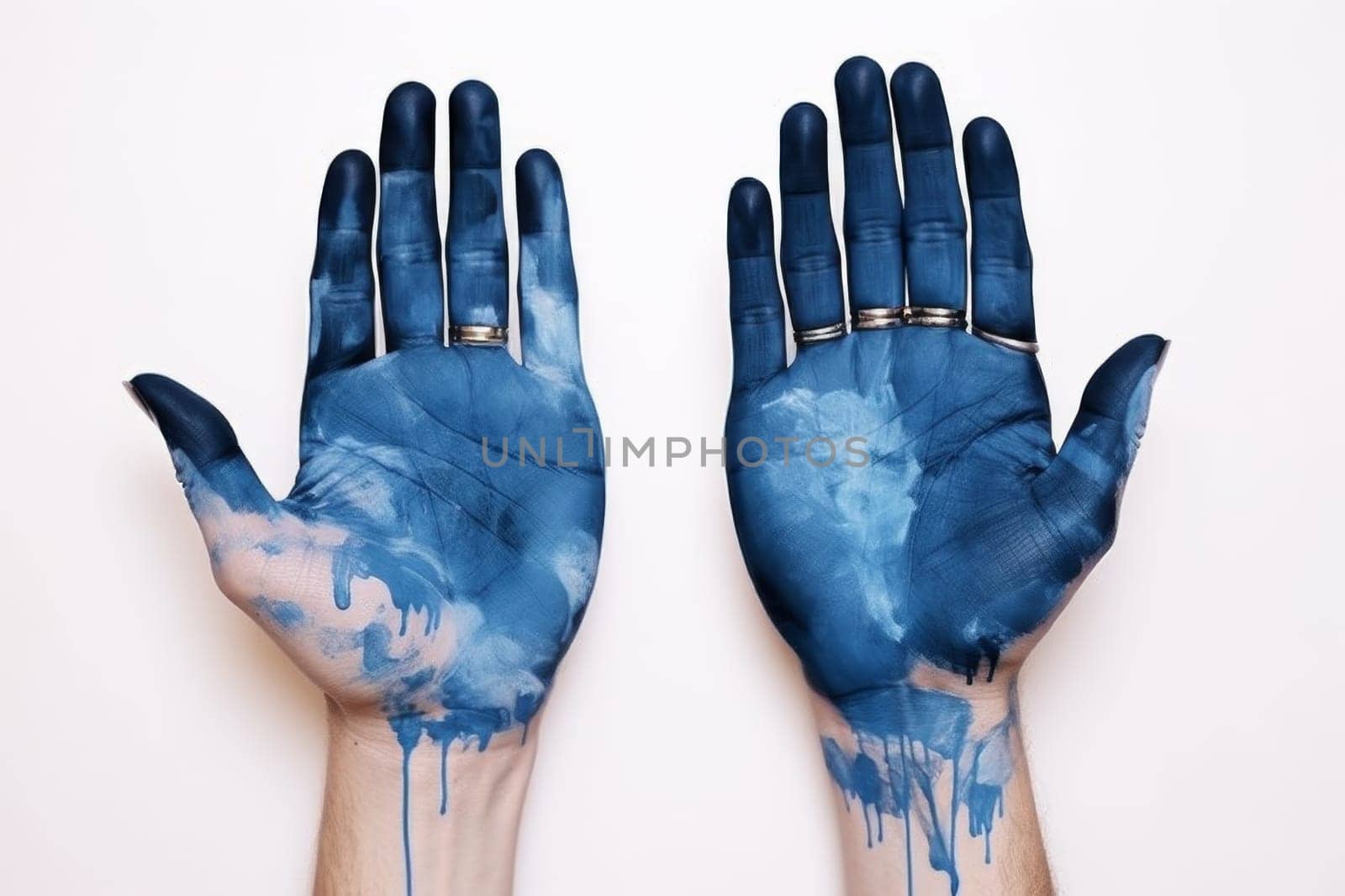My hands are smeared with blue paint by Lobachad