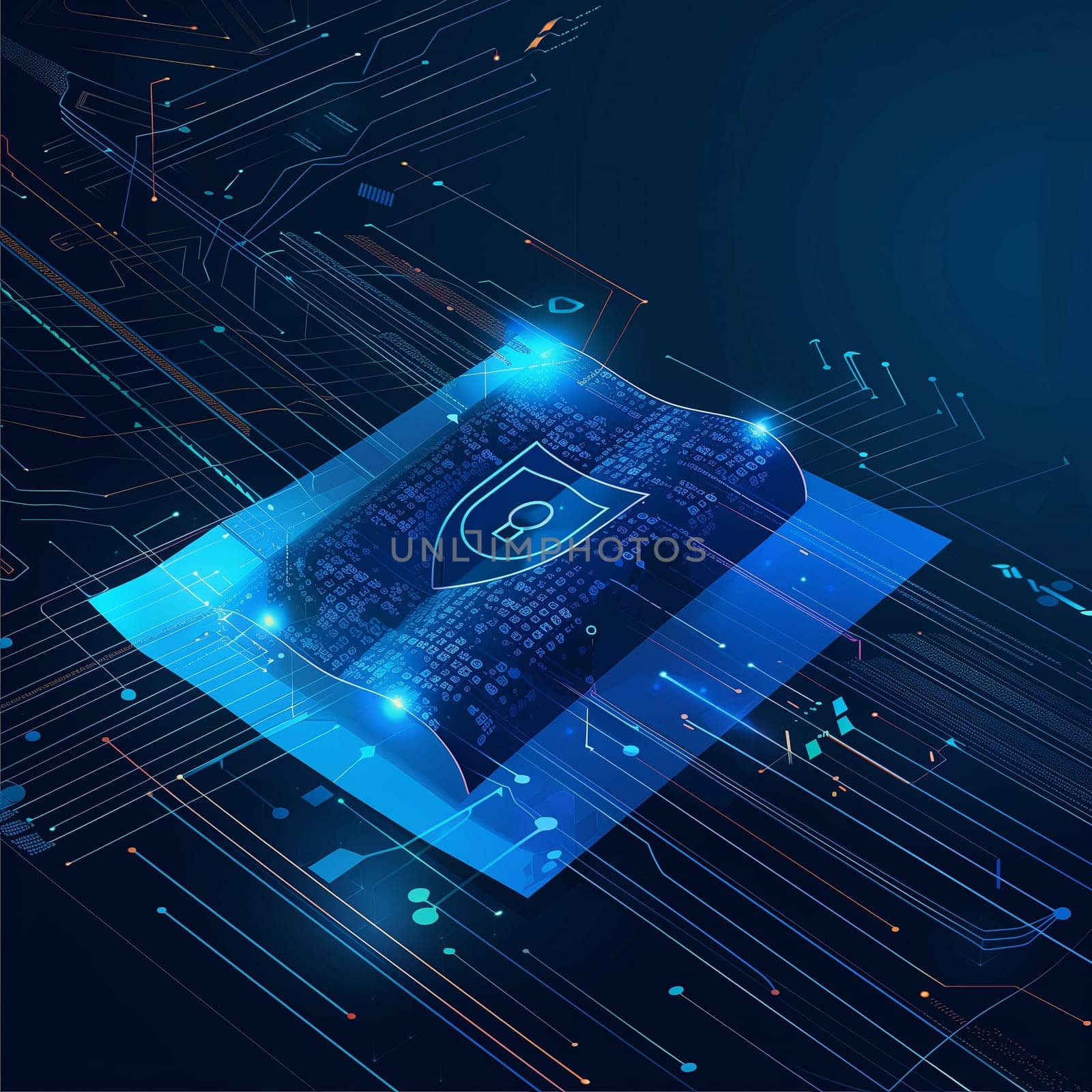 Cyber security document cover graphic for government. High quality illustration