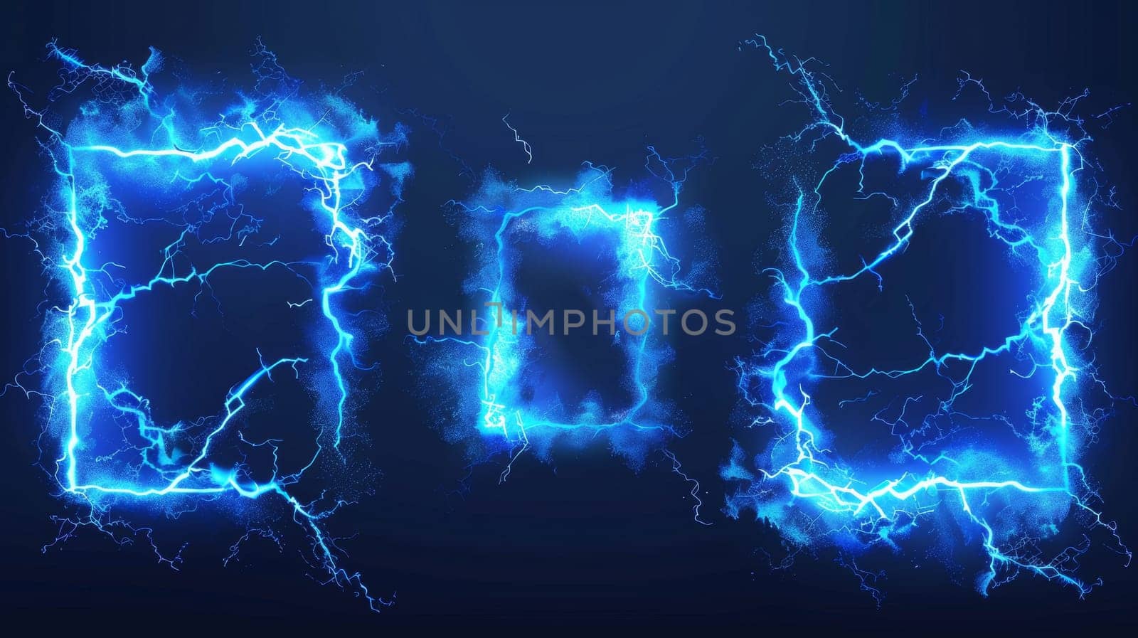 Lightning frames with blue electric borders or rectangular and square shapes with thunderbolt effects. Isolated photoframes with magic energy flash and realistic 3D modern bolts. by Andrei_01