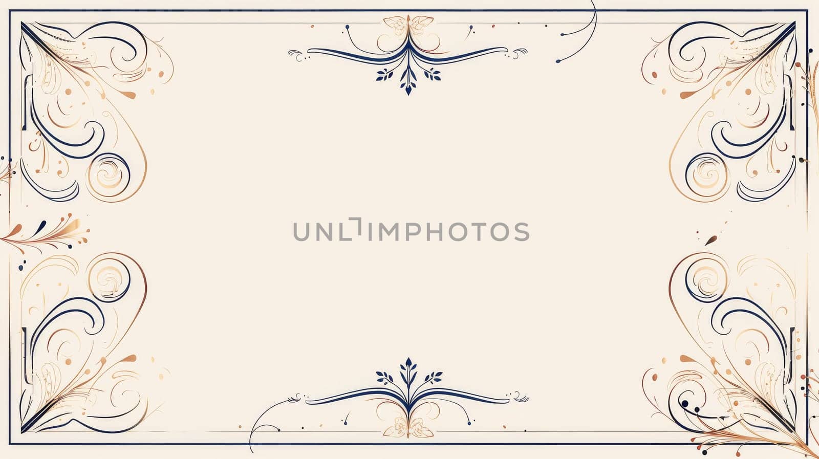 Modern illustration of a luxury wedding invitation card. Elegant art nouveau classic antique design, blue line, frame on white background. Premium illustration for galas, grand openings, and art