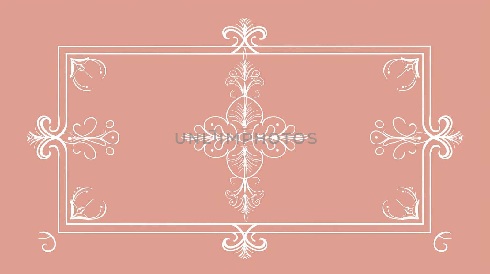 An elegant art nouveau classic antique design illustration with white lines on a pink background. Premium design illustration for a gala, a grand opening, or an art deco theme wedding.