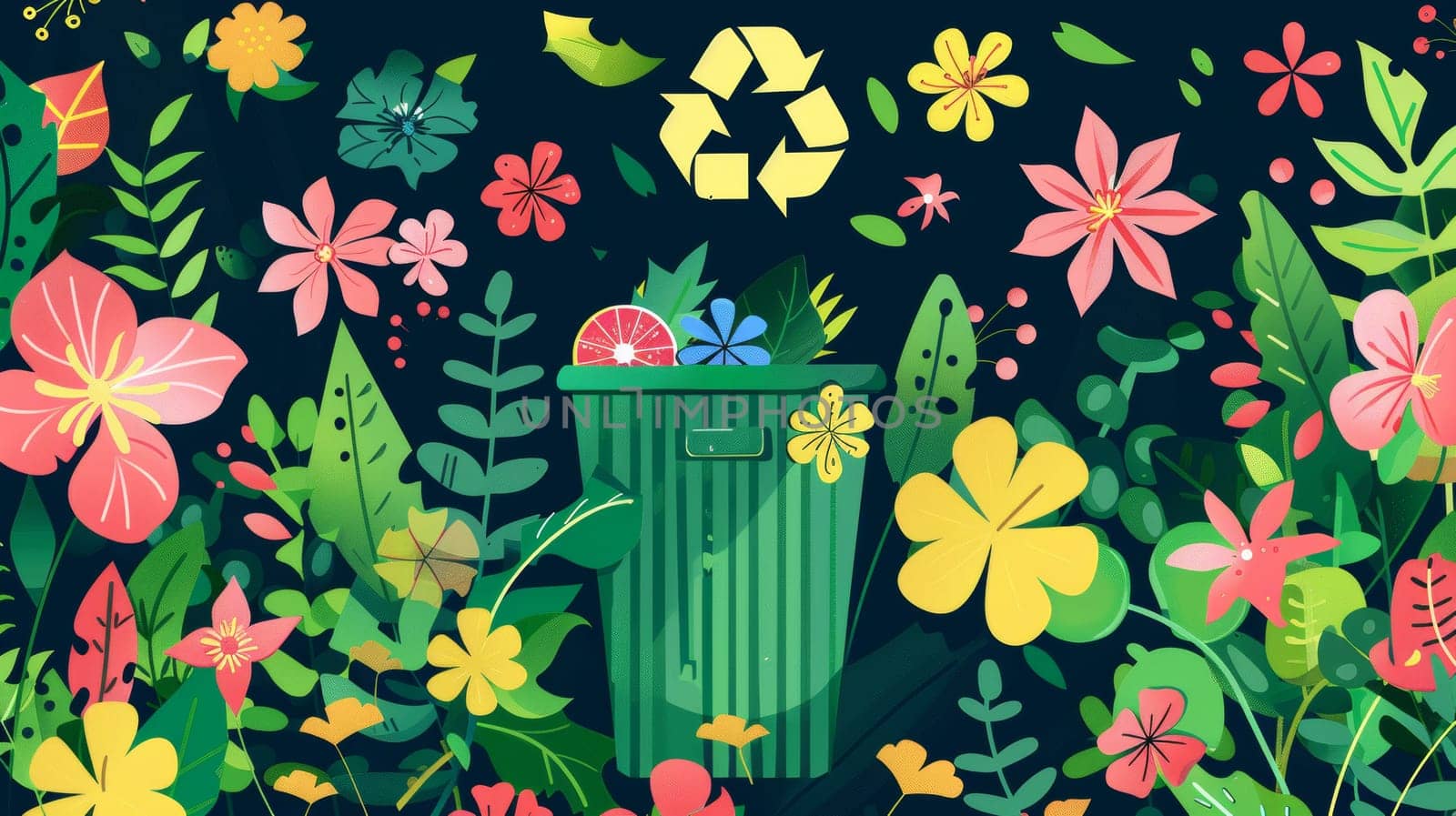 Modern background design for World Environment Day. Save the Planet, recycle bin, plant groovy style. Eco friendly illustration for web, banners, campaigns, social media posts.