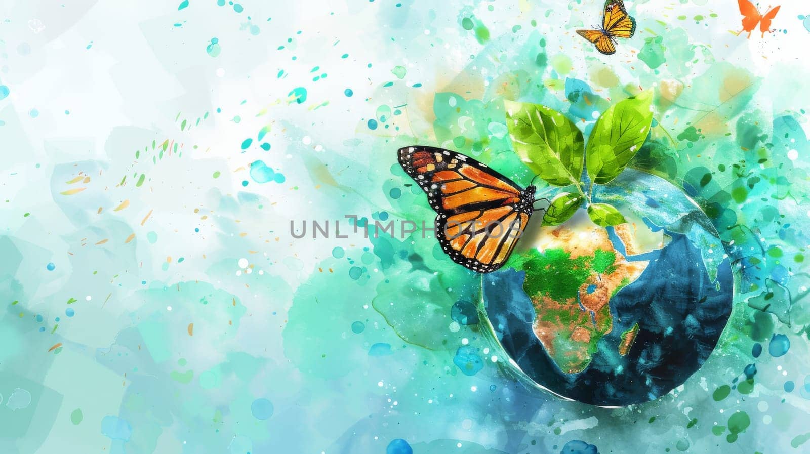 A modern illustration of an eco-friendly web design, banner, campaign, or social media post that represents World Environment Day. An illustration of a tree plant, butterfly, and a tree, with a