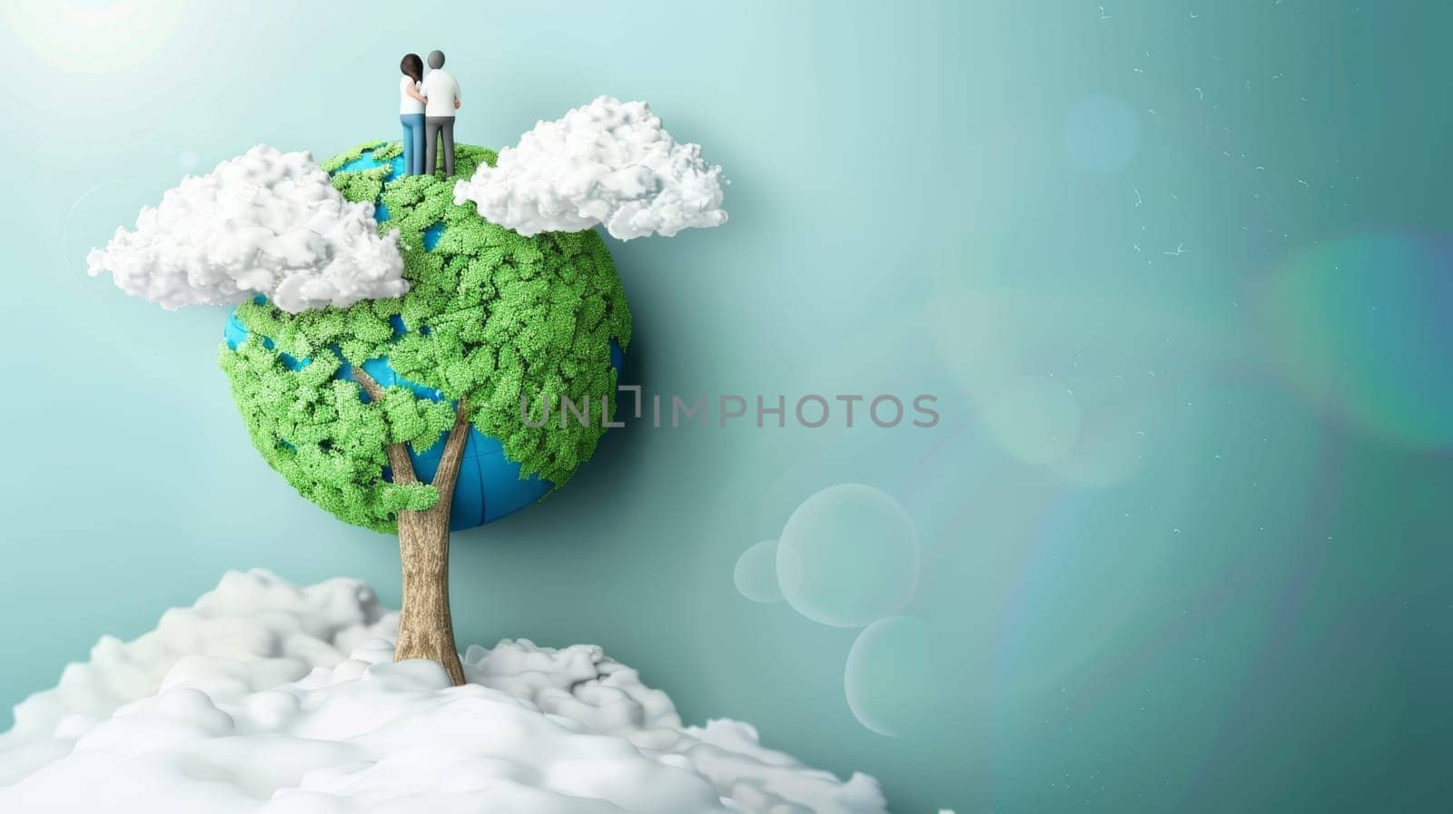 The Earth Day concept background modern. Save the earth, embrace, tree, cloud. Design for web, banner, campaign, social media.