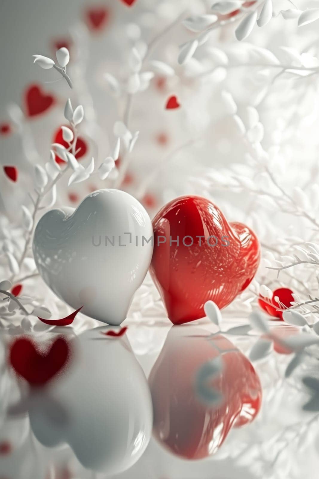 romantic red and white valentine hearts.