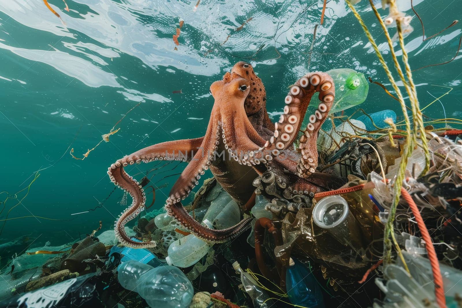 Ocean Life Amidst Plastic Pollution by andreyz