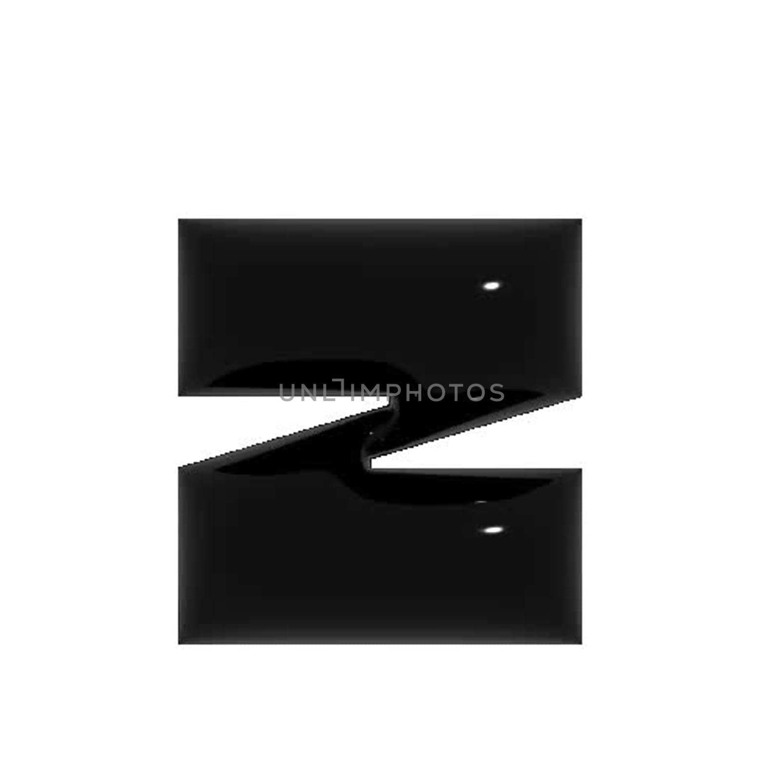 Black shiny metal shiny reflective letter Z 3D illustration