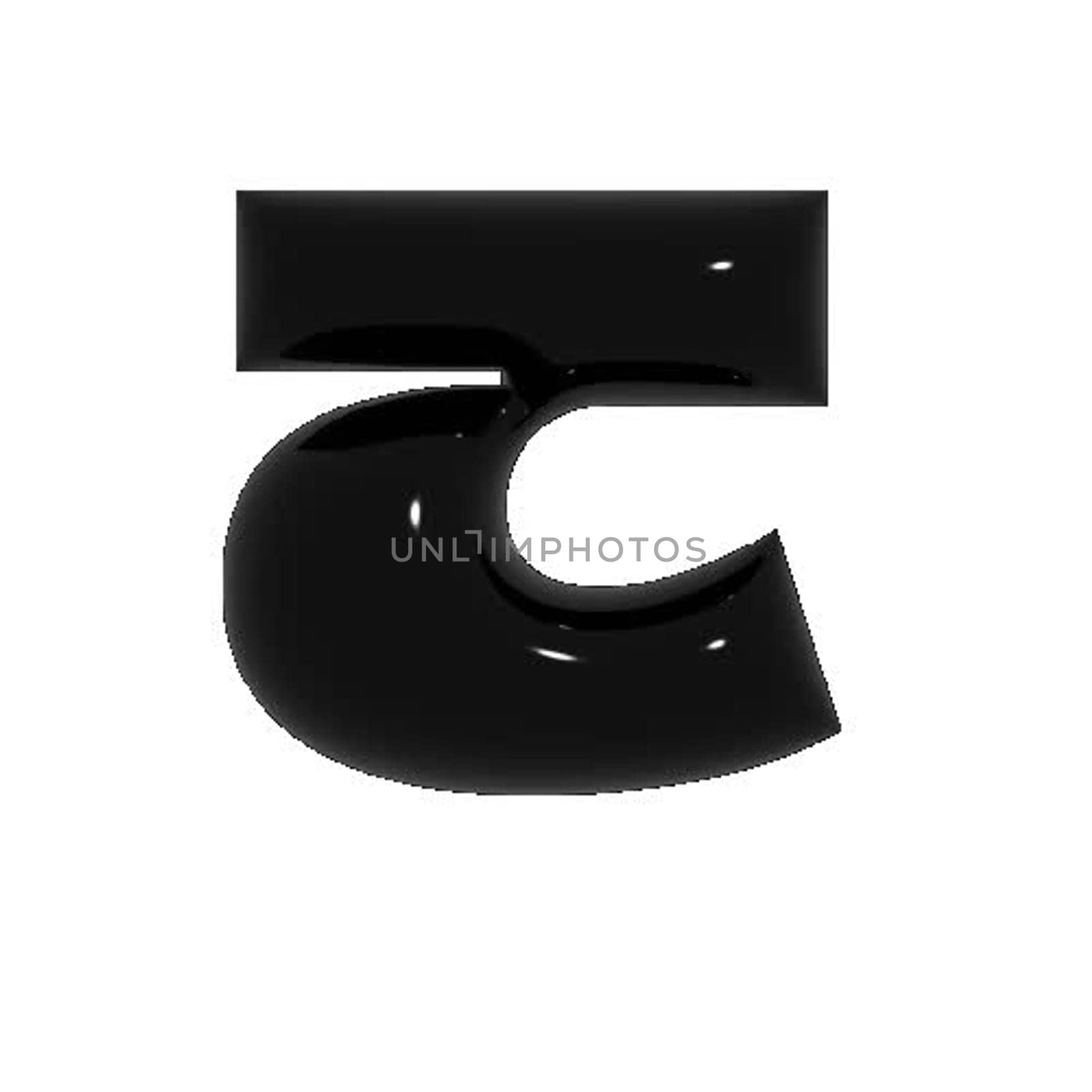 Black shiny metal shiny reflective letter G 3D illustration