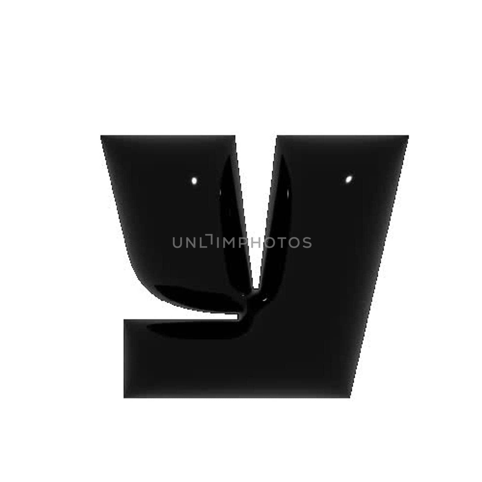 Black shiny metal shiny reflective letter Y 3D illustration