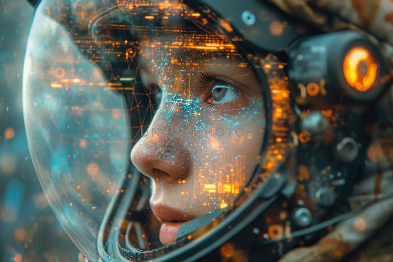 Portrait of a female astronaut. The concept of space flights by Lobachad