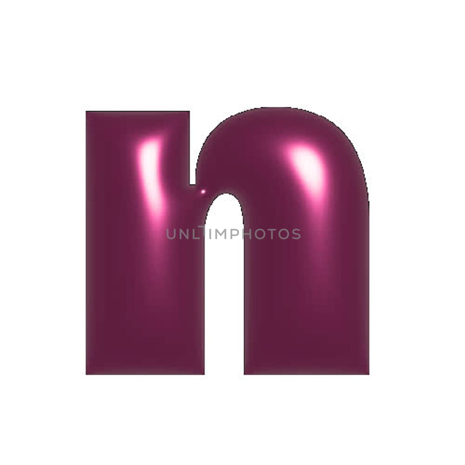 Red metal shiny reflective letter N 3D illustration by Dustick