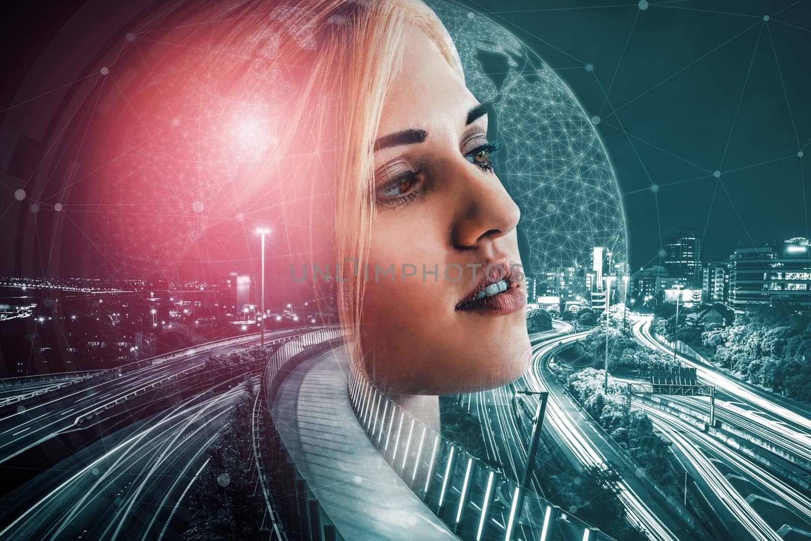 Double Exposure Future Business Technology uds by biancoblue