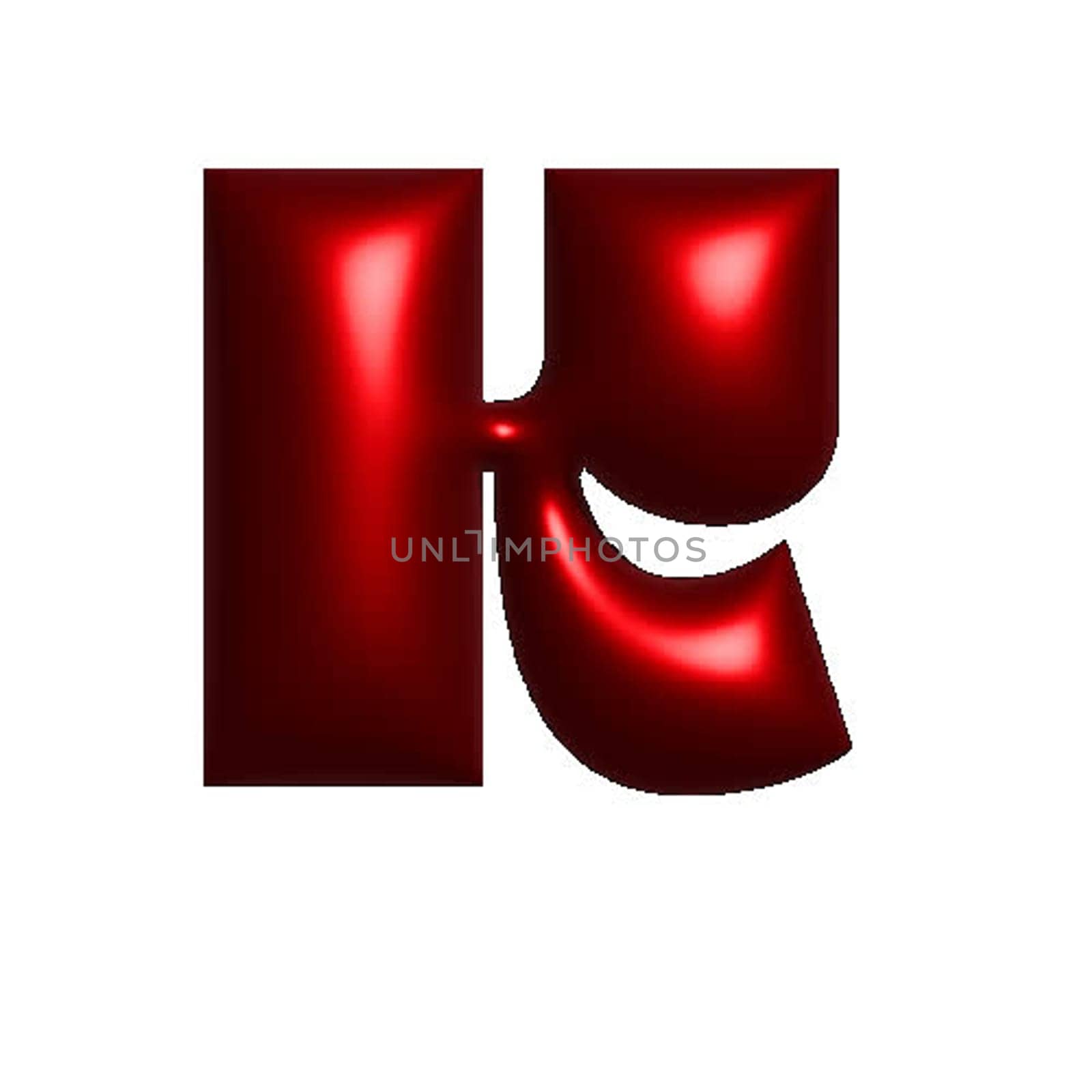 Red metal shiny reflective letter K 3D illustration by Dustick