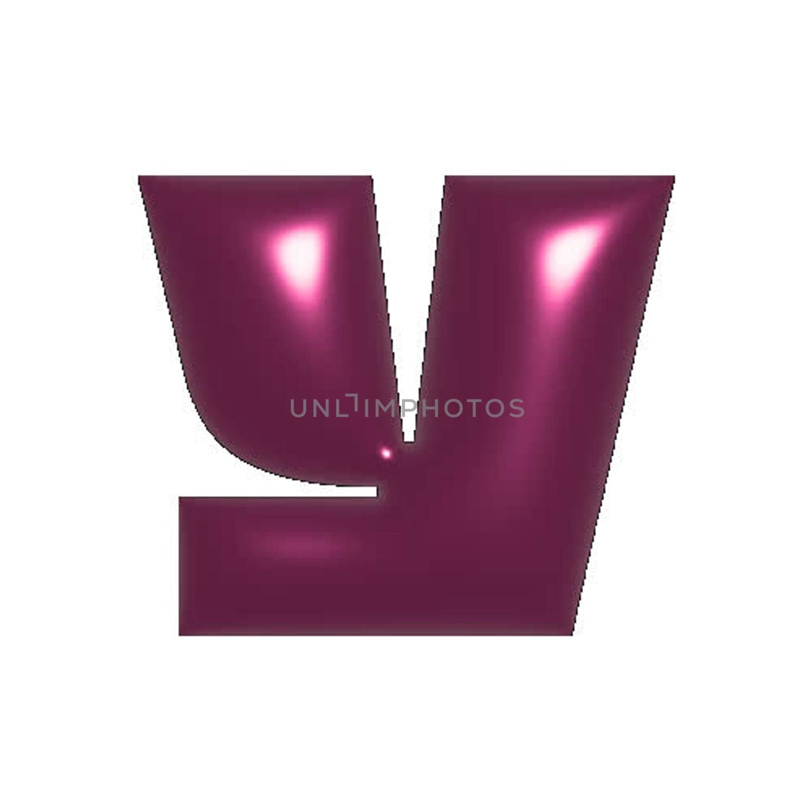Red metal shiny reflective letter Y 3D illustration by Dustick