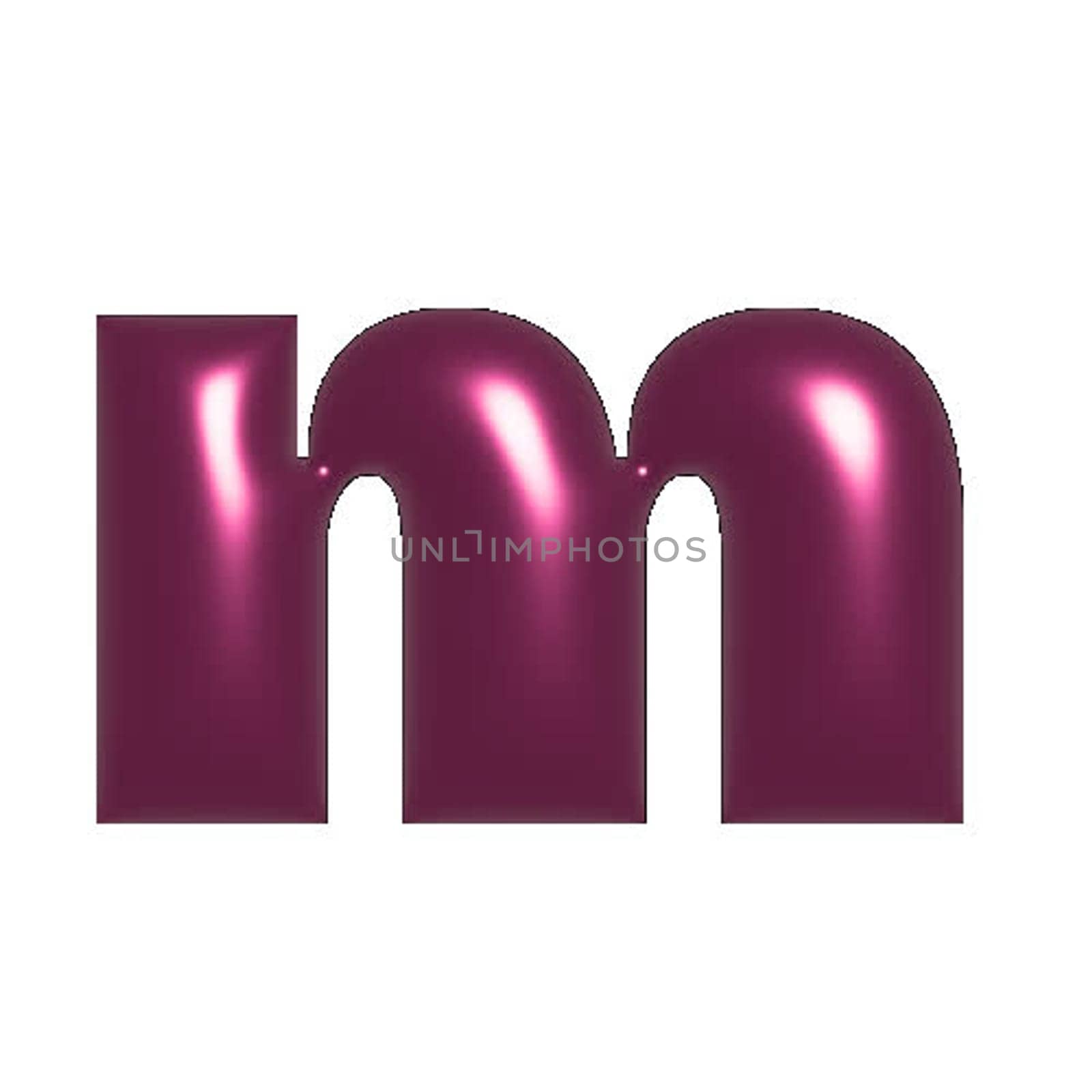Red shiny metal shiny reflective letter M 3D illustration