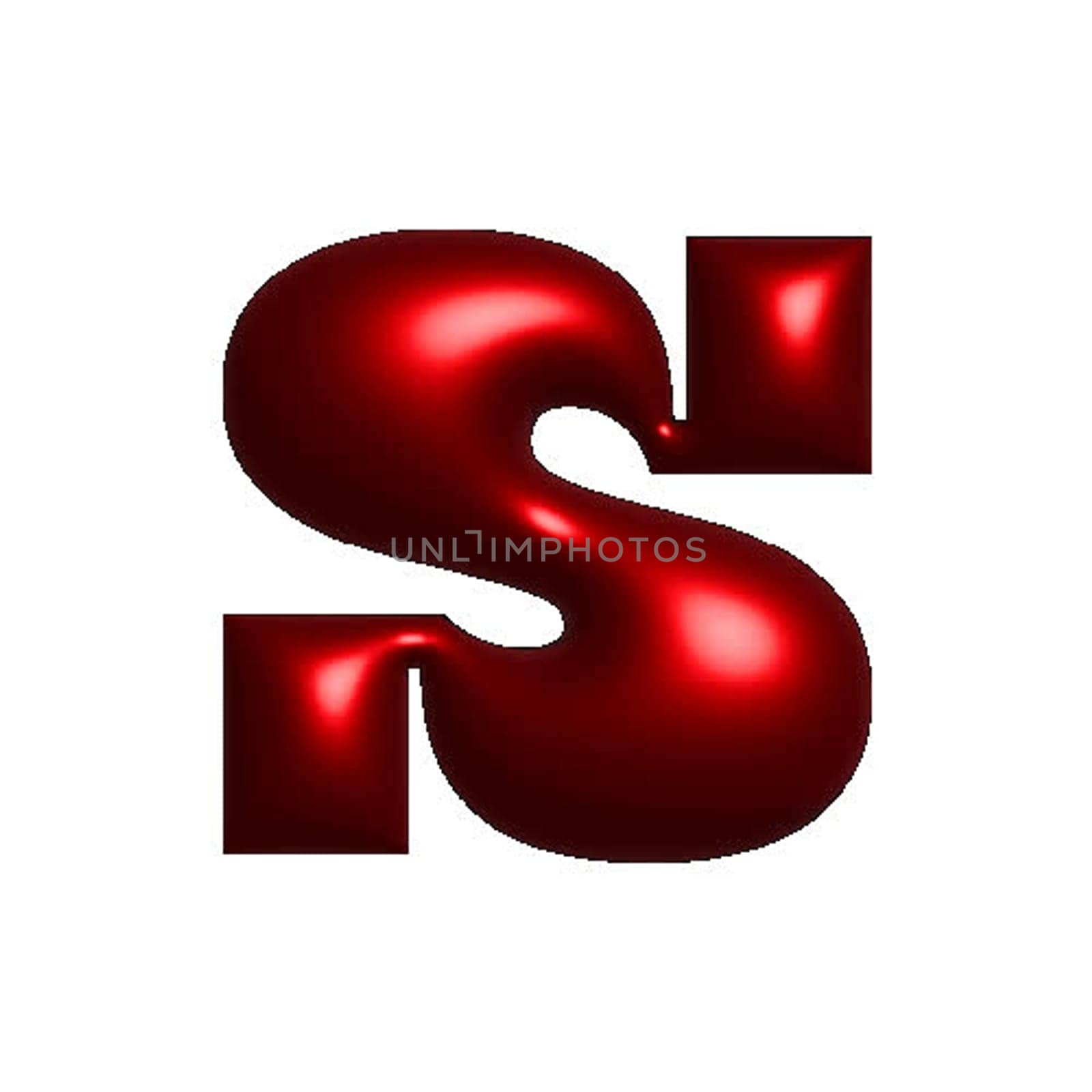 Red metal shiny reflective letter S 3D illustration by Dustick