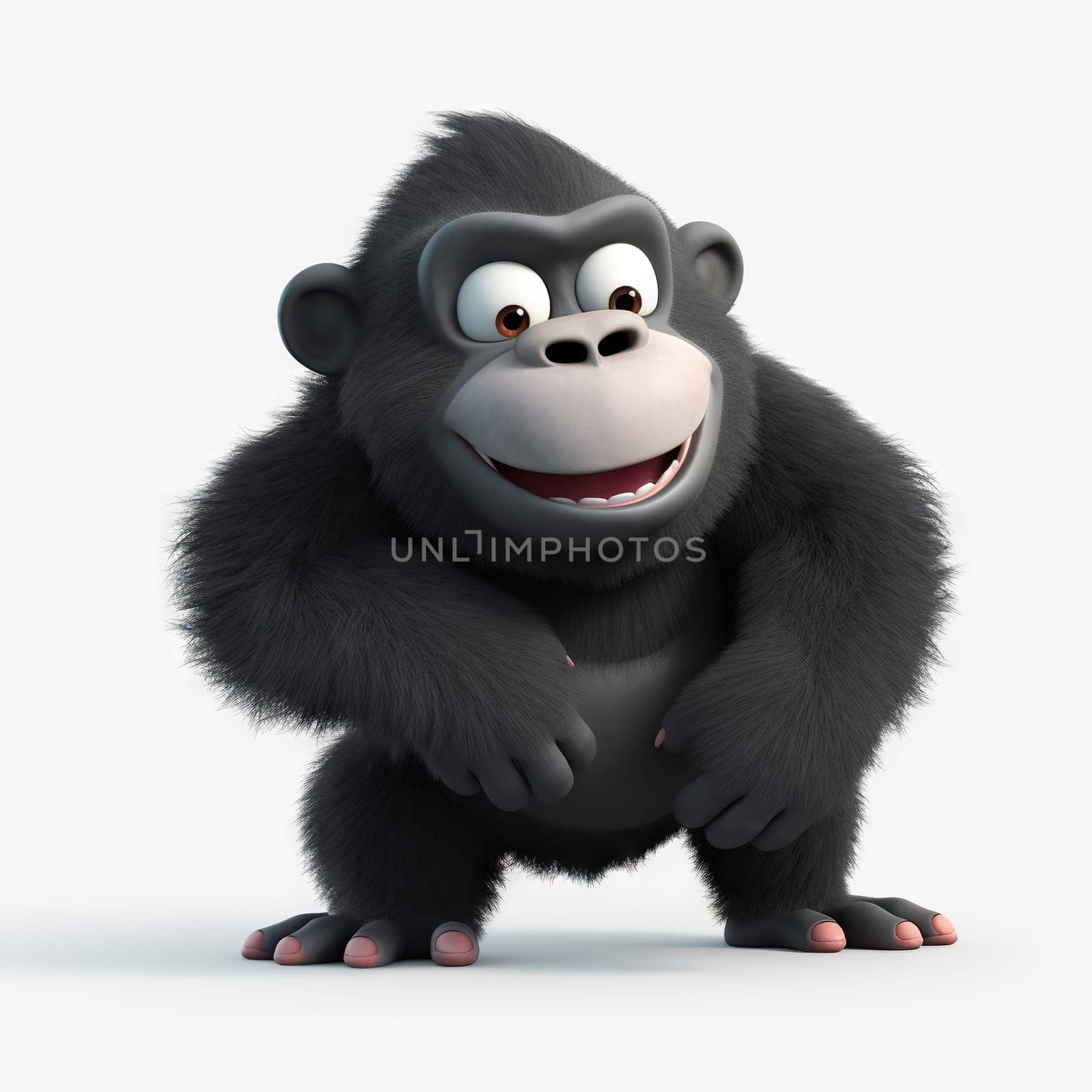 cartoon gorilla character smiling on a white background by chrisroll