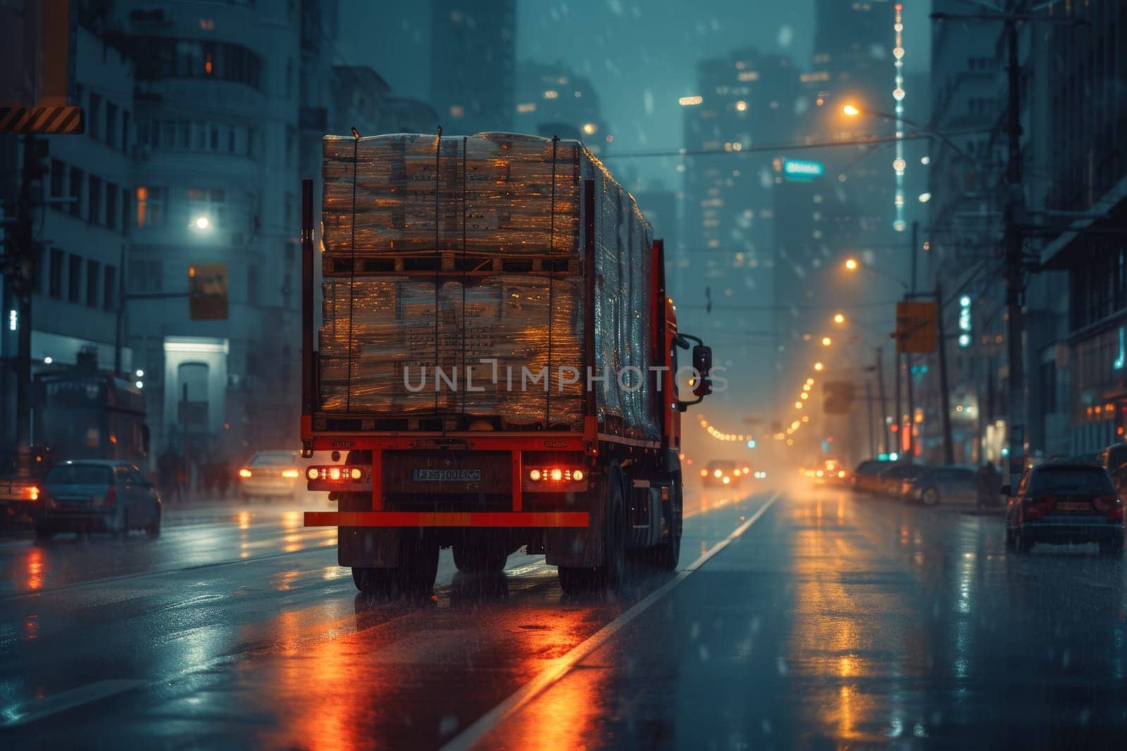 A loaded truck is moving along the road by Lobachad